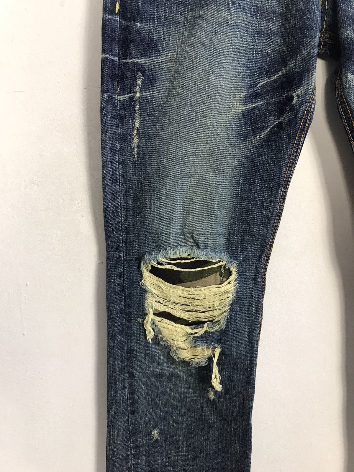 Japanese Brand × Vintage Vintage Icom Distressed Denim Leather Pocket Design Size 30" / US 8 / IT 44 - 6 Thumbnail