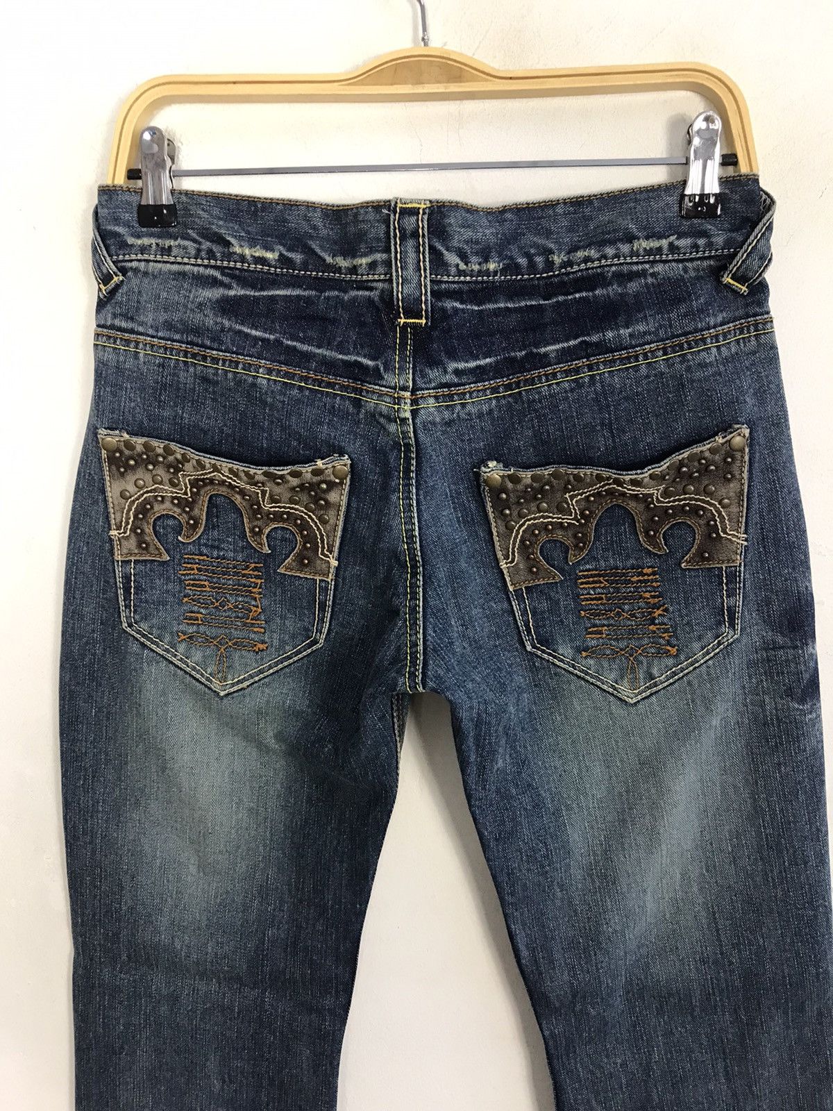 Japanese Brand × Vintage Vintage Icom Distressed Denim Leather Pocket Design Size 30" / US 8 / IT 44 - 11 Thumbnail