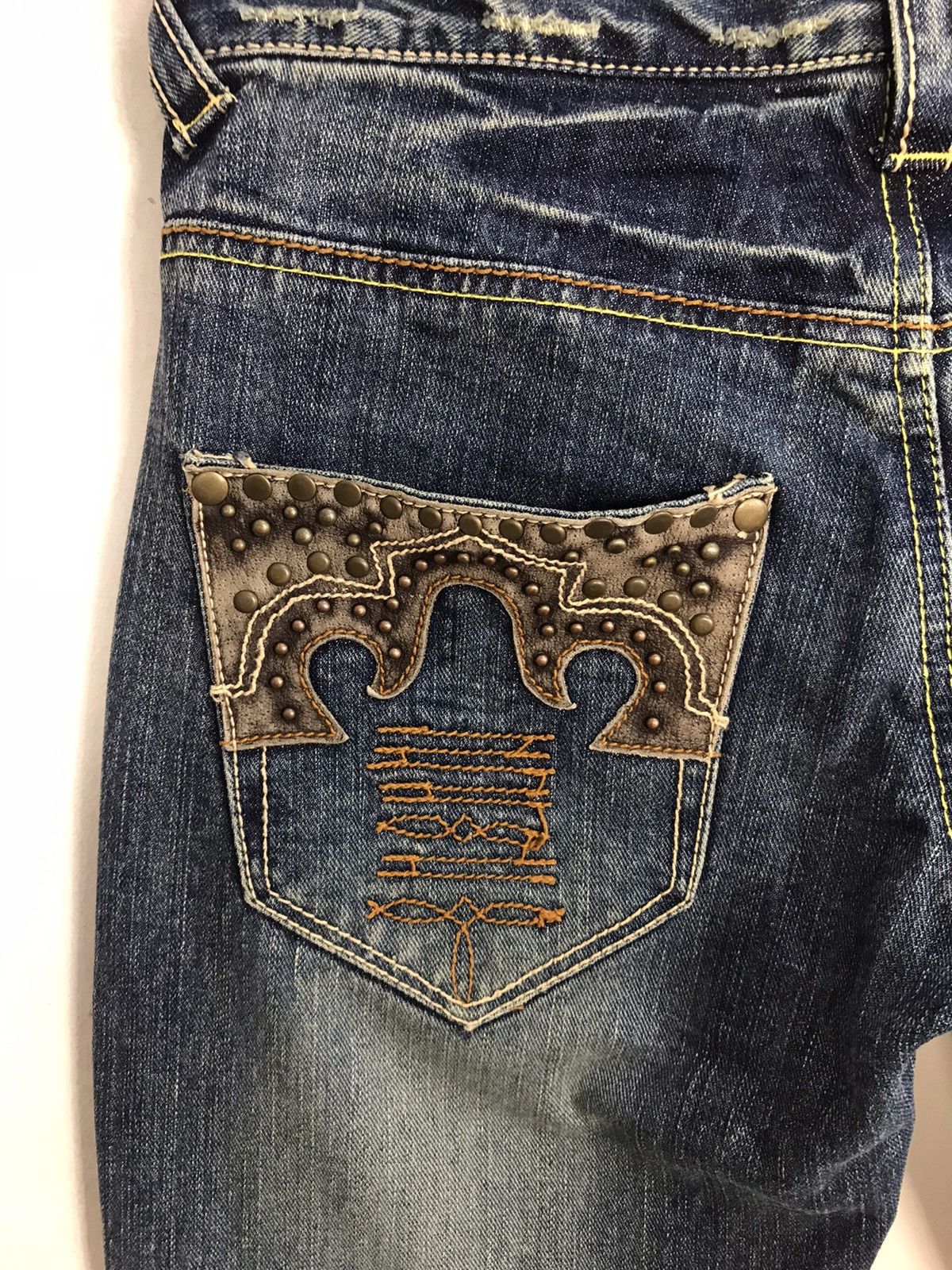 Japanese Brand × Vintage Vintage Icom Distressed Denim Leather Pocket Design Size 30" / US 8 / IT 44 - 13 Thumbnail