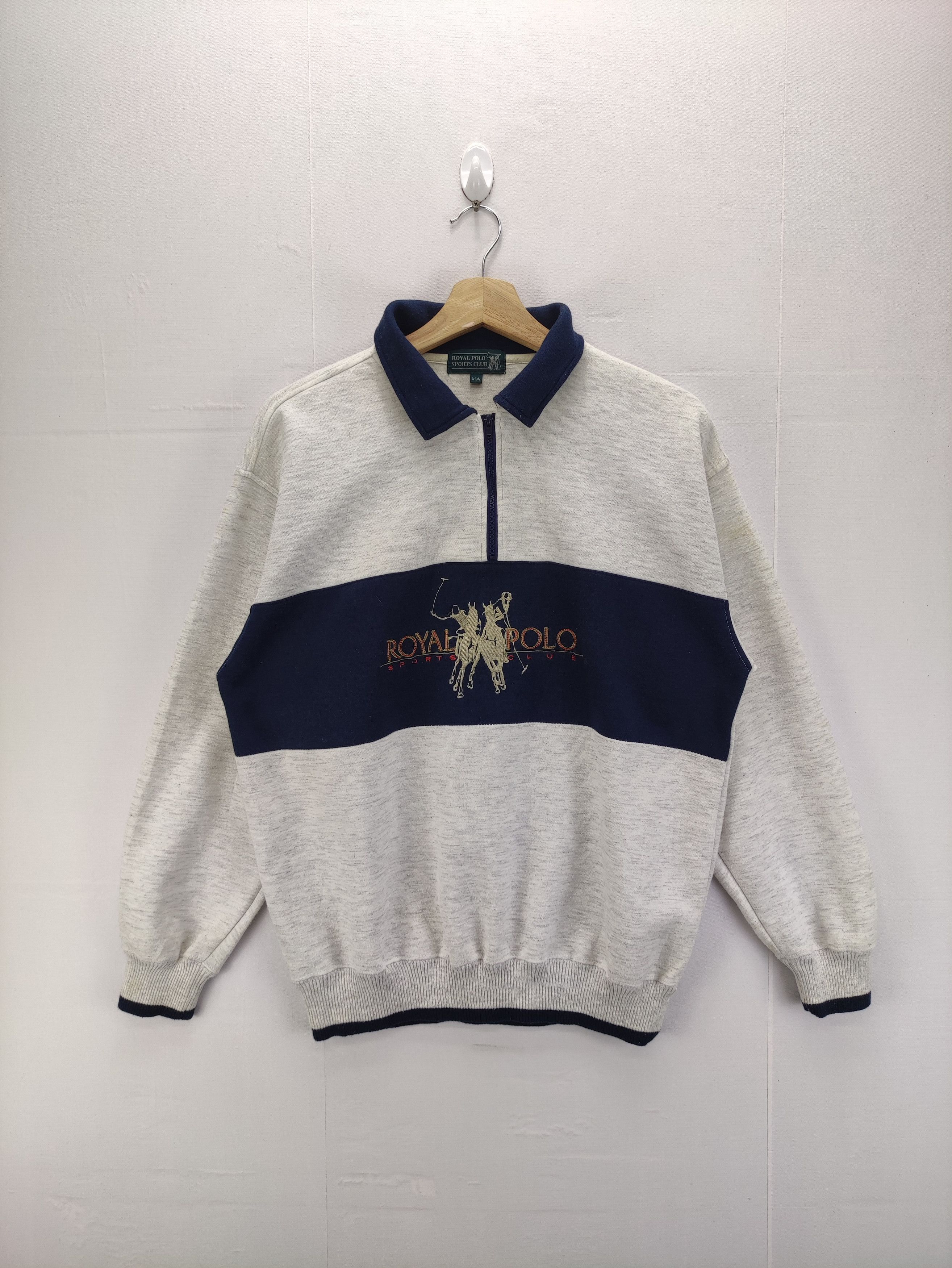 image of Vintage Royal Polo Sweater Half Zip, Men's (Size Medium)