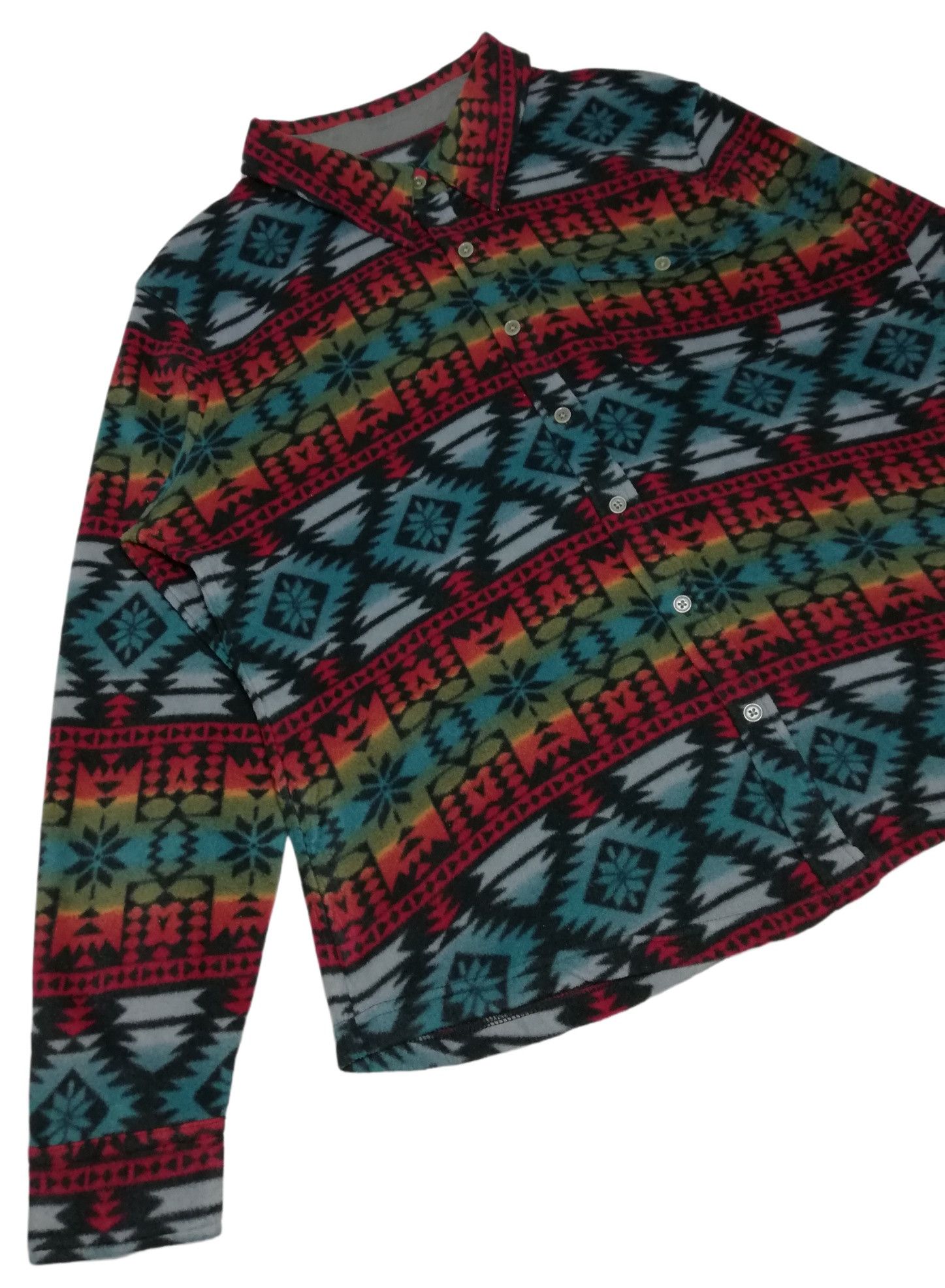 Handmade × Native 🔥Native Pattern Fleece Western Long Sleeve T-Shirts Button Size US L / EU 52-54 / 3 - 3 Thumbnail