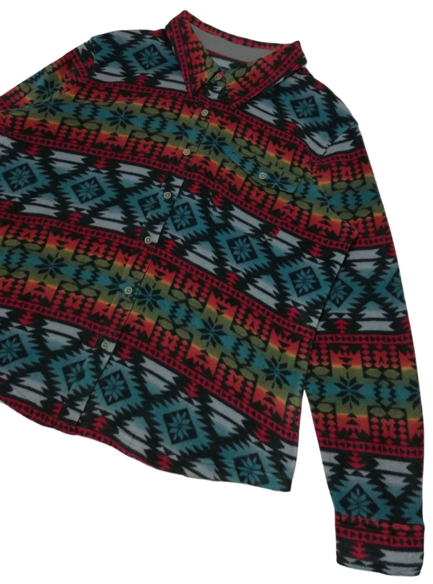 Handmade × Native 🔥Native Pattern Fleece Western Long Sleeve T-Shirts Button Size US L / EU 52-54 / 3 - 4 Thumbnail