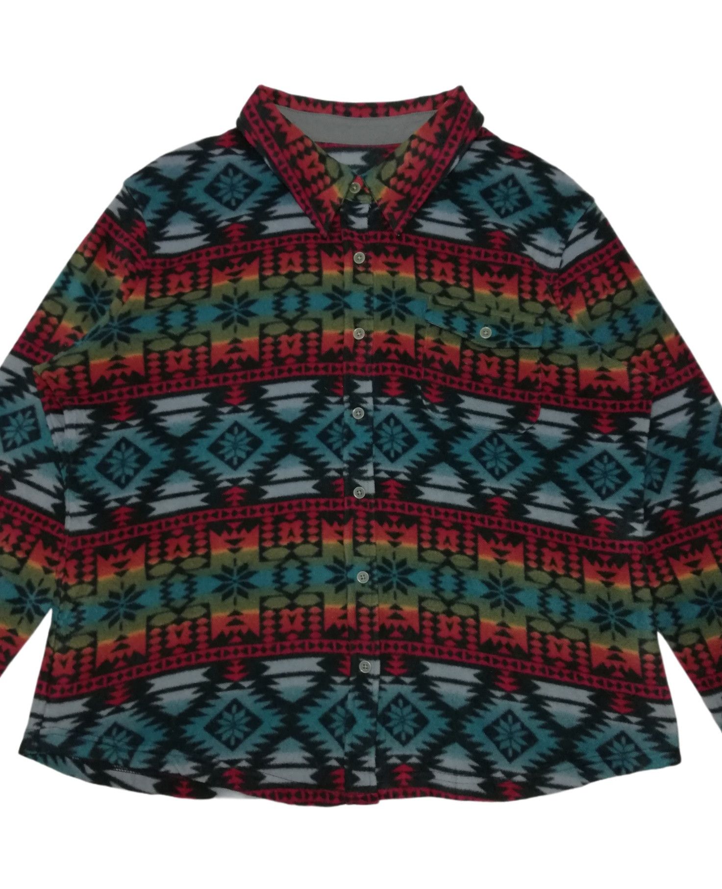 Handmade × Native 🔥Native Pattern Fleece Western Long Sleeve T-Shirts Button Size US L / EU 52-54 / 3 - 2 Thumbnail