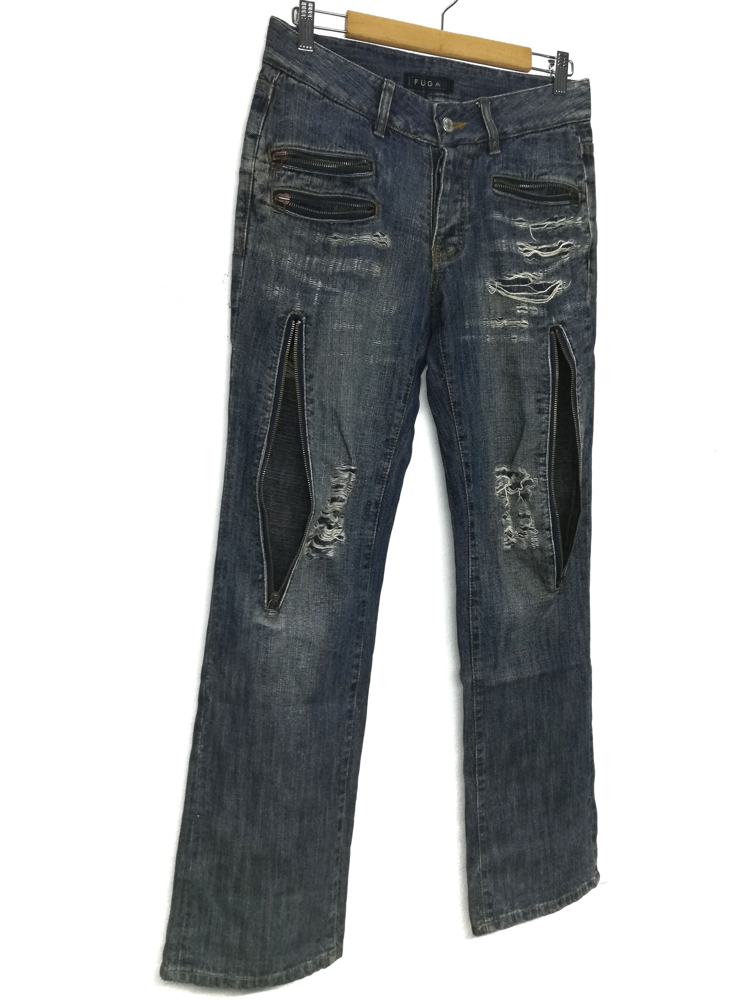 Japanese Brand 🔥Fuga Zipper Punk Distressed Denim & Red Stitch Denim🔥 Size US 30 / EU 46 - 2 Thumbnail