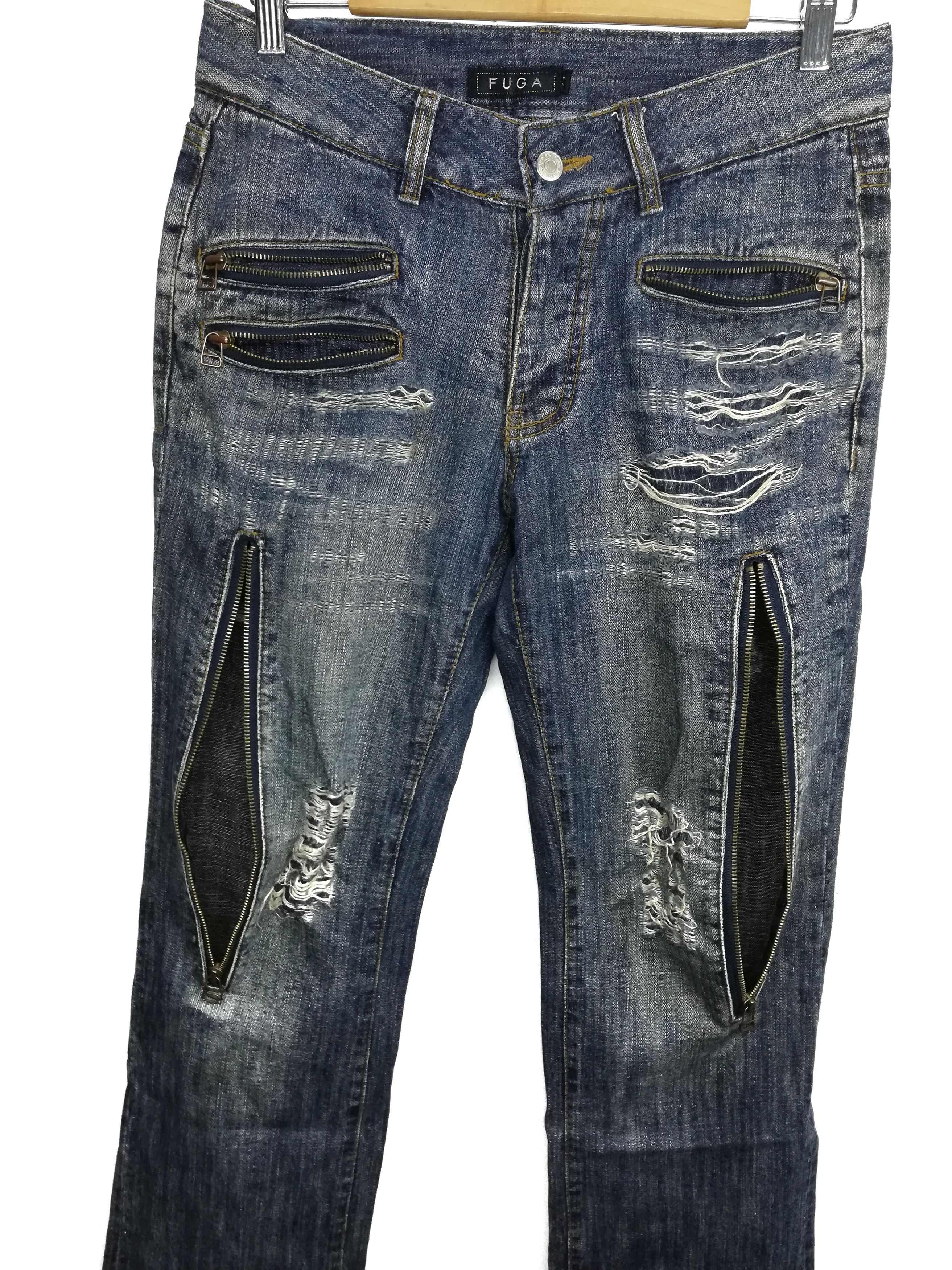 Japanese Brand 🔥Fuga Zipper Punk Distressed Denim & Red Stitch Denim🔥 Size US 30 / EU 46 - 3 Thumbnail