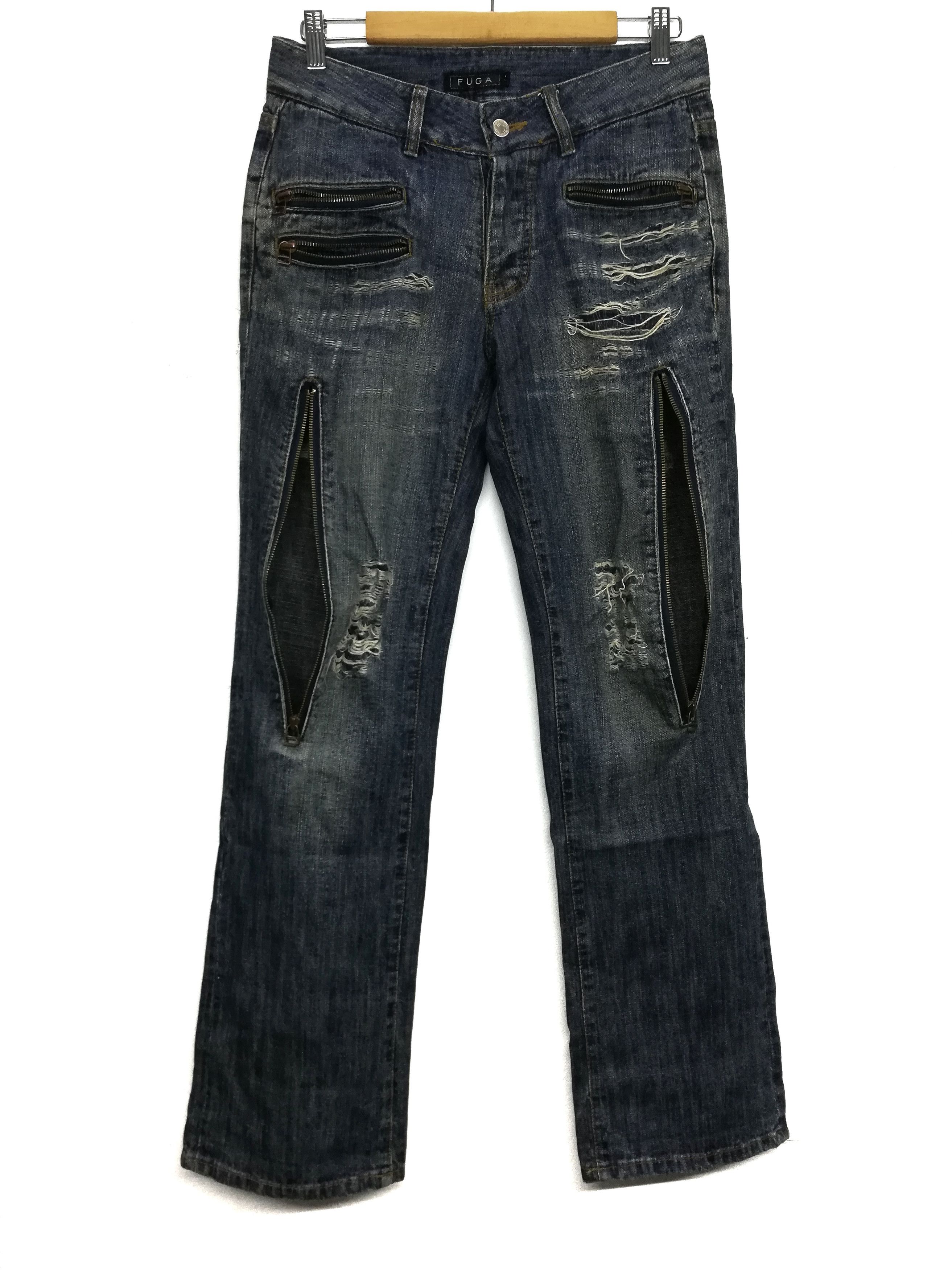 Japanese Brand 🔥Fuga Zipper Punk Distressed Denim & Red Stitch Denim🔥 Size US 30 / EU 46 - 1 Thumbnail