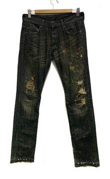 Mens Y2K MNML LA Black Distressed Stretch Skinny Jeans Size 31x32