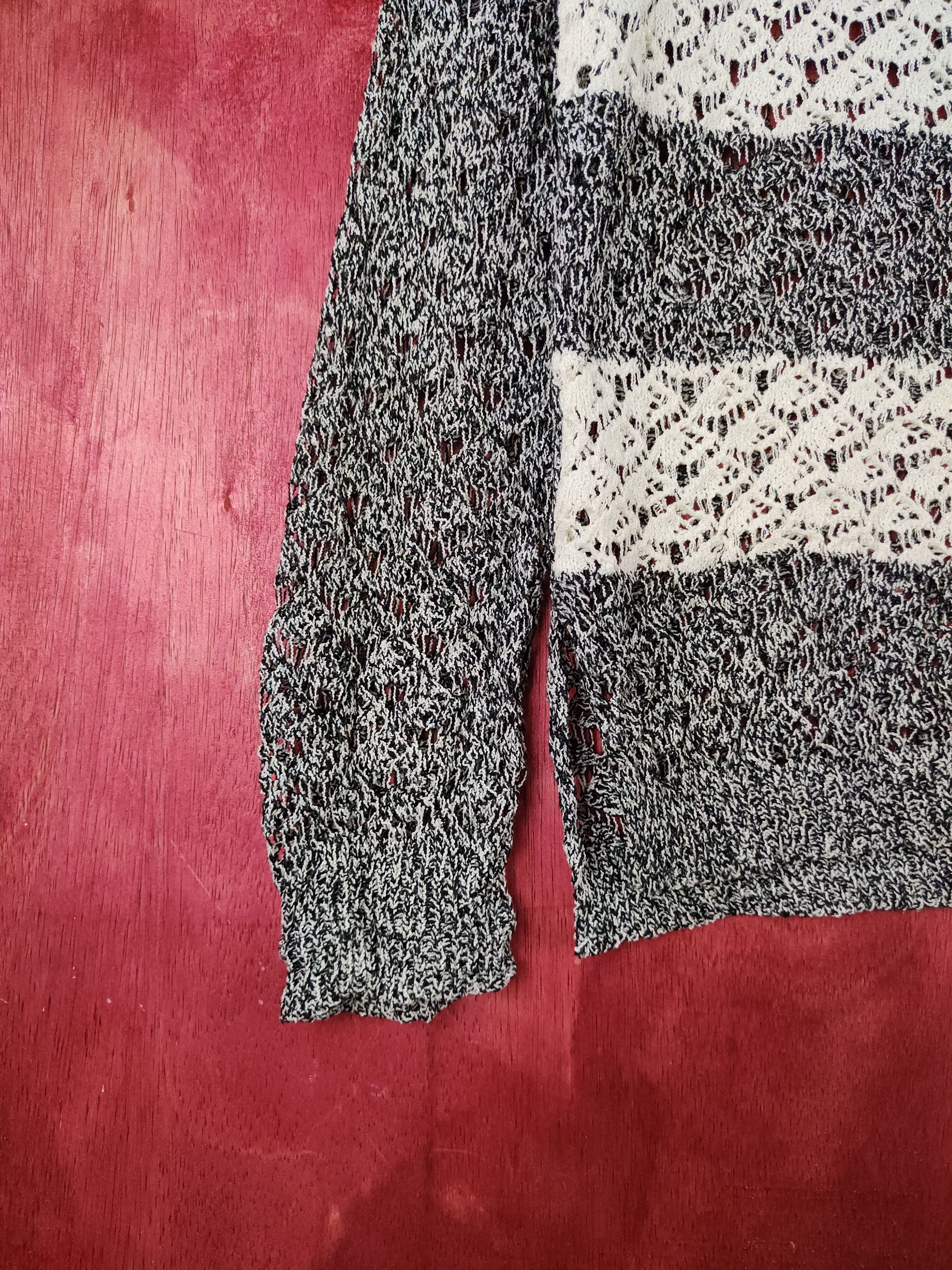 Hypebeast YingLong Black Ivory Crochet Meshnet Sweatshirt #S1002 Size M / US 6-8 / IT 42-44 - 4 Thumbnail