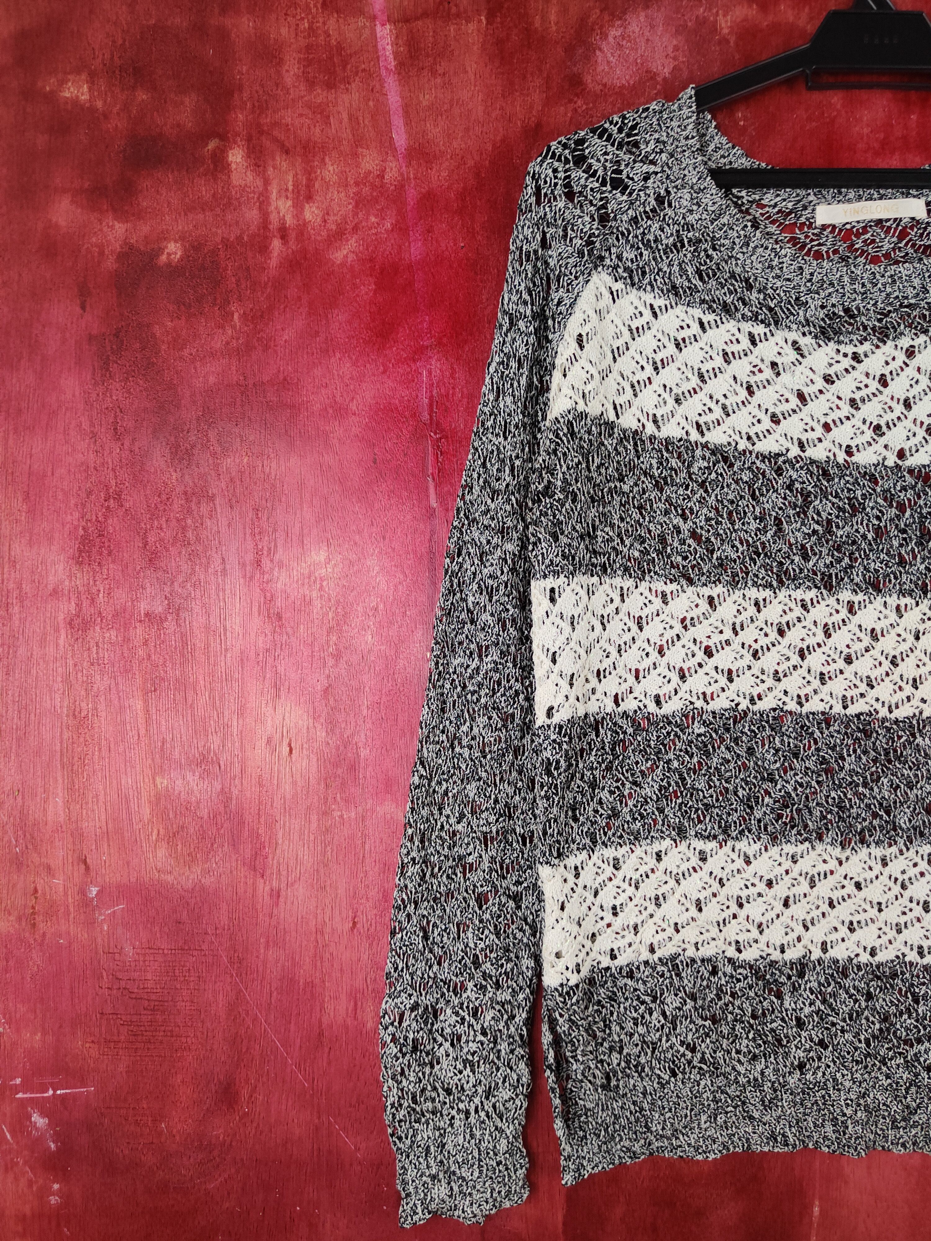 Hypebeast YingLong Black Ivory Crochet Meshnet Sweatshirt #S1002 Size M / US 6-8 / IT 42-44 - 3 Thumbnail