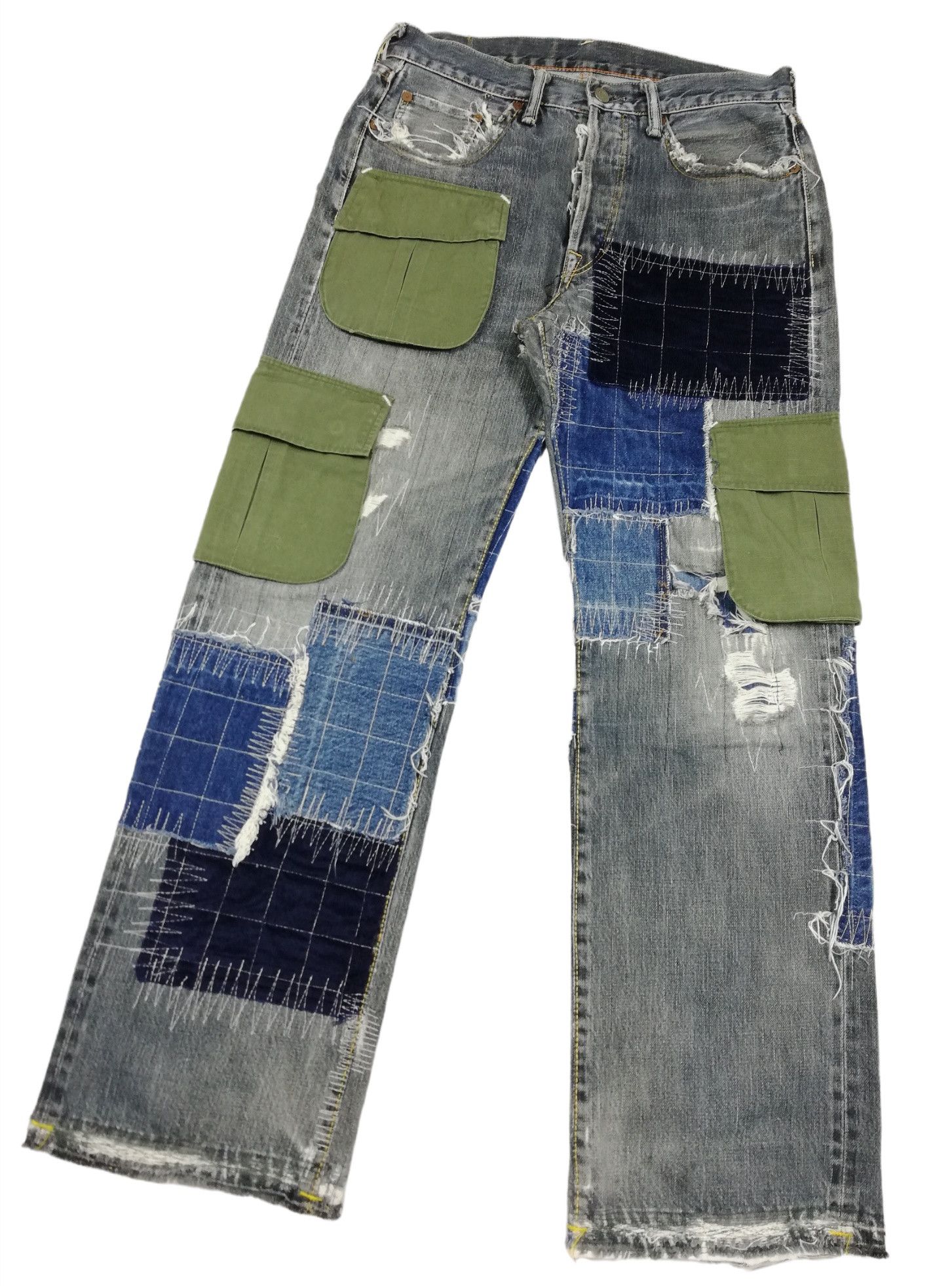 45rpm 🔥Archival 45rpm Reconstructed Patchwork Hybrid Cargo Denim Size US 31 - 4 Thumbnail