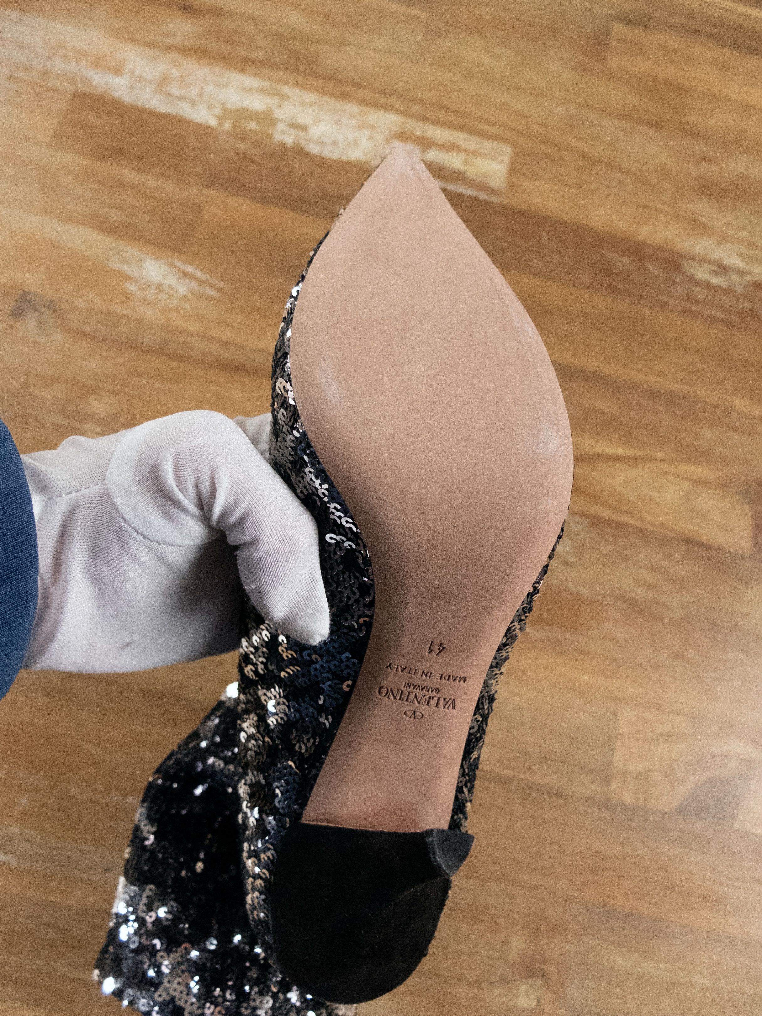 Valentino VALENTINO Liquid Metal Glow silver sequin ankle sock boots Size US 11 / IT 41 - 8 Thumbnail