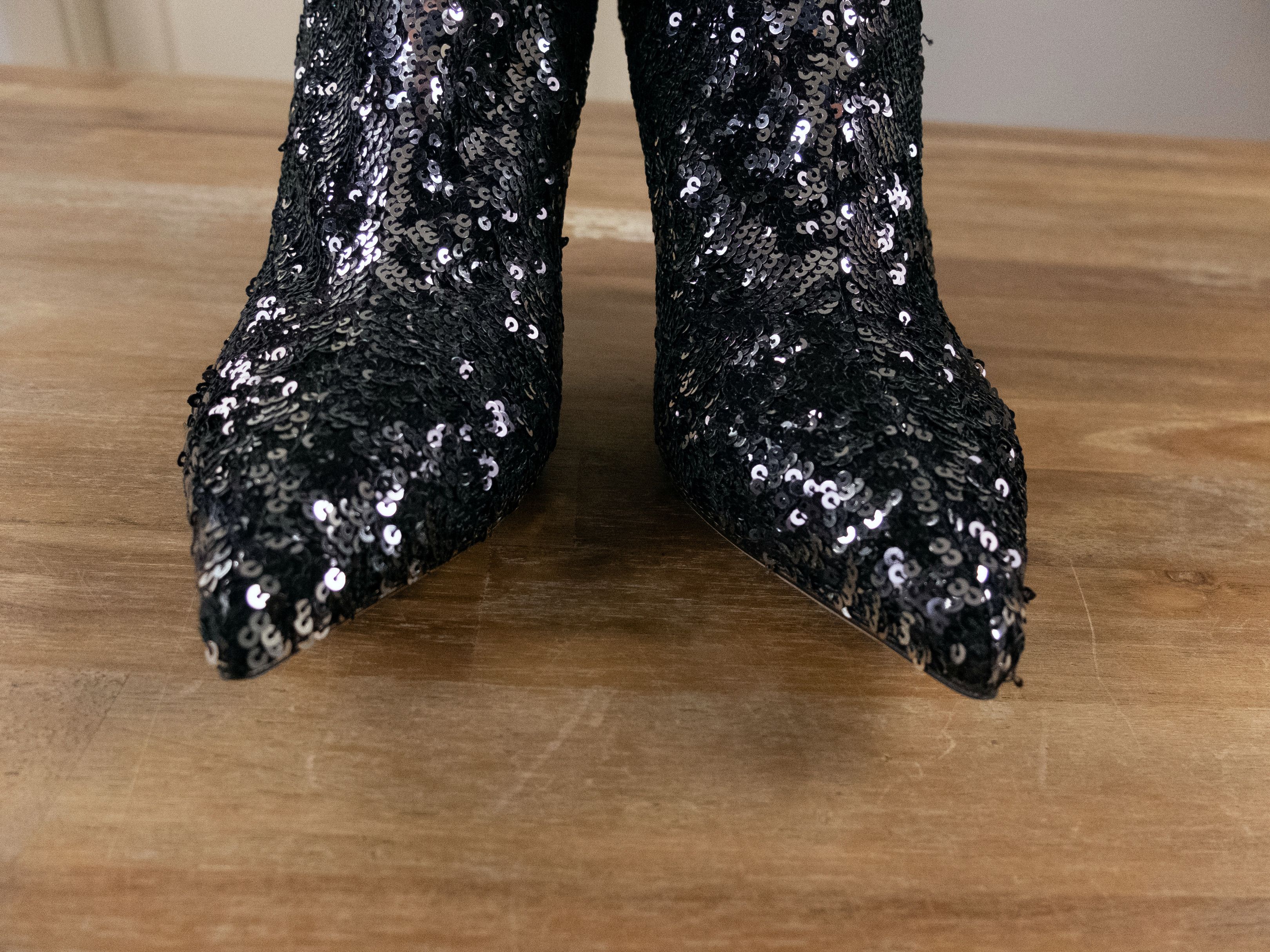 Valentino VALENTINO Liquid Metal Glow silver sequin ankle sock boots Size US 11 / IT 41 - 2 Thumbnail