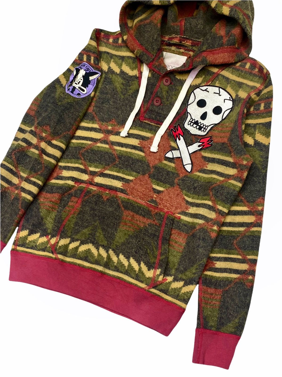 HYDROGEN VINTAGE HYDROGEN ITALY 🇮🇹 FLEECE WITH SKULL PATCHES Size US M / EU 48-50 / 2 - 8 Thumbnail
