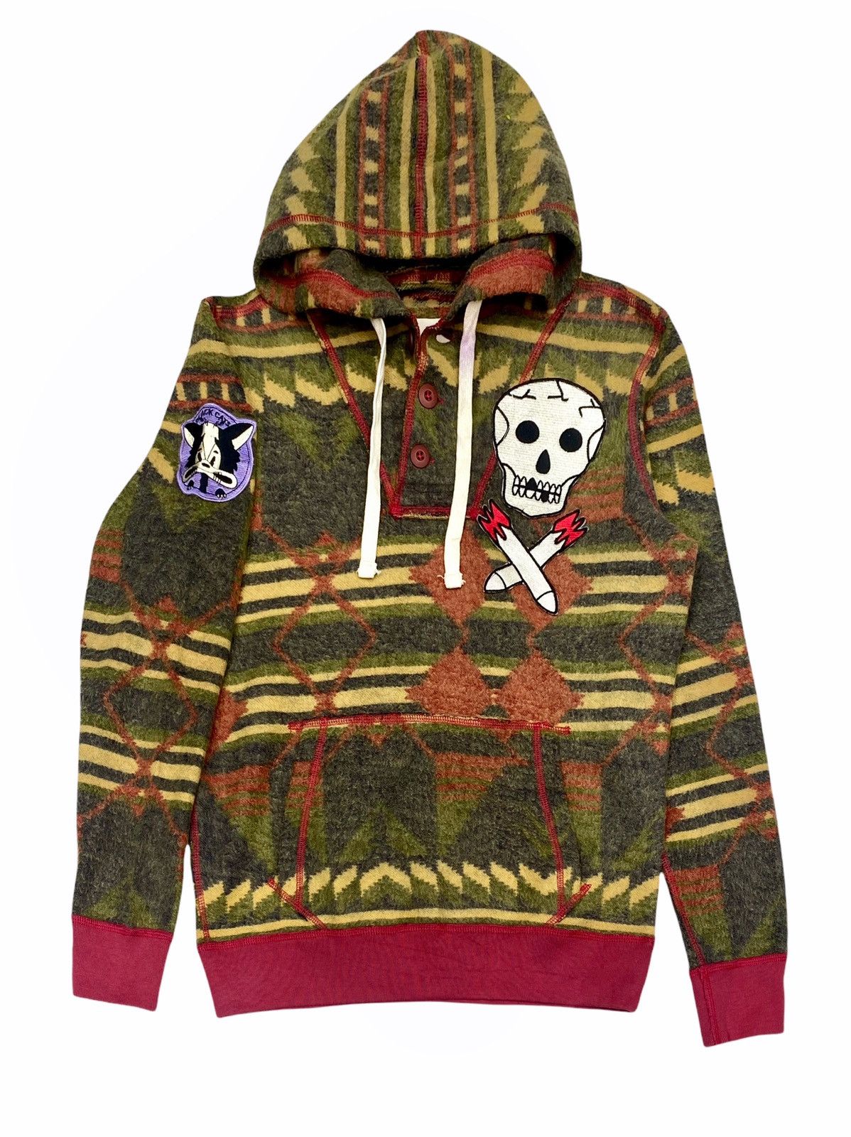 HYDROGEN VINTAGE HYDROGEN ITALY 🇮🇹 FLEECE WITH SKULL PATCHES Size US M / EU 48-50 / 2 - 1 Thumbnail