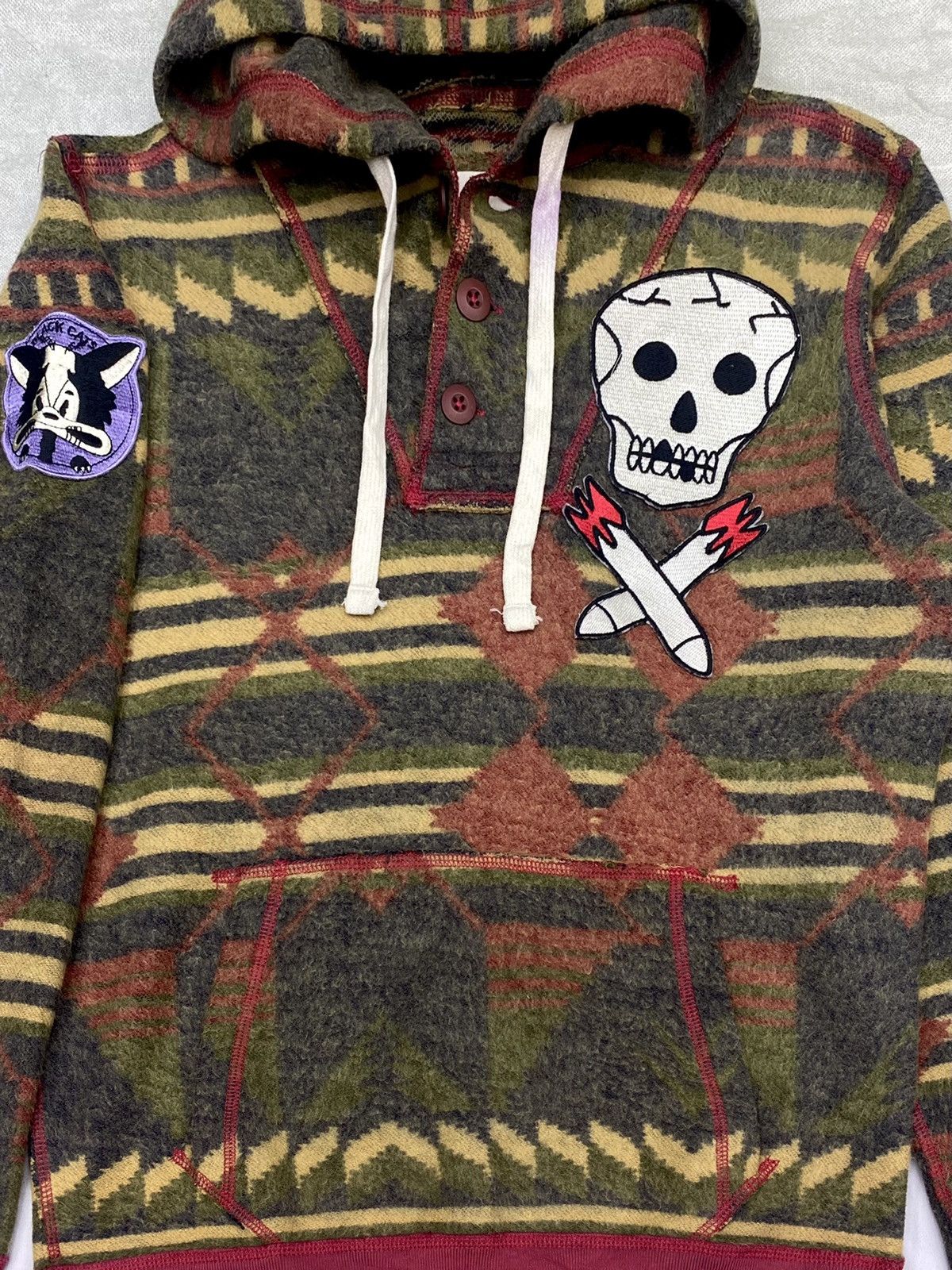 HYDROGEN VINTAGE HYDROGEN ITALY 🇮🇹 FLEECE WITH SKULL PATCHES Size US M / EU 48-50 / 2 - 3 Thumbnail