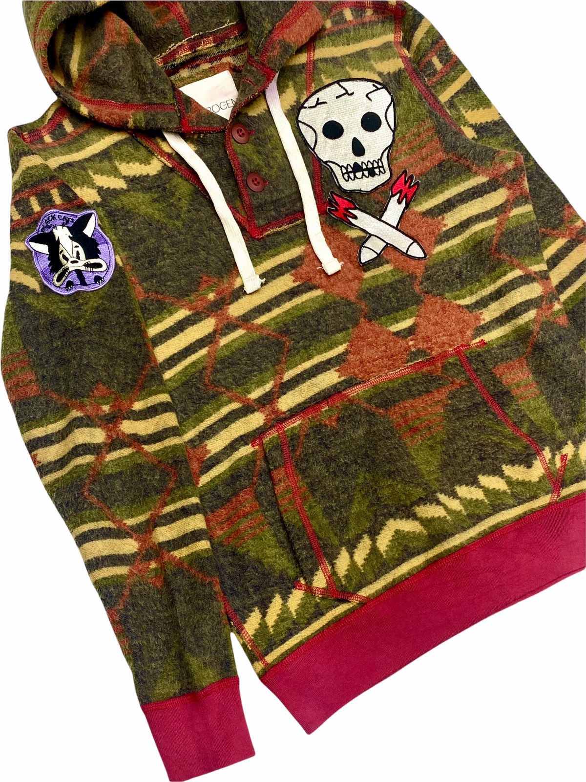 HYDROGEN VINTAGE HYDROGEN ITALY 🇮🇹 FLEECE WITH SKULL PATCHES Size US M / EU 48-50 / 2 - 9 Thumbnail