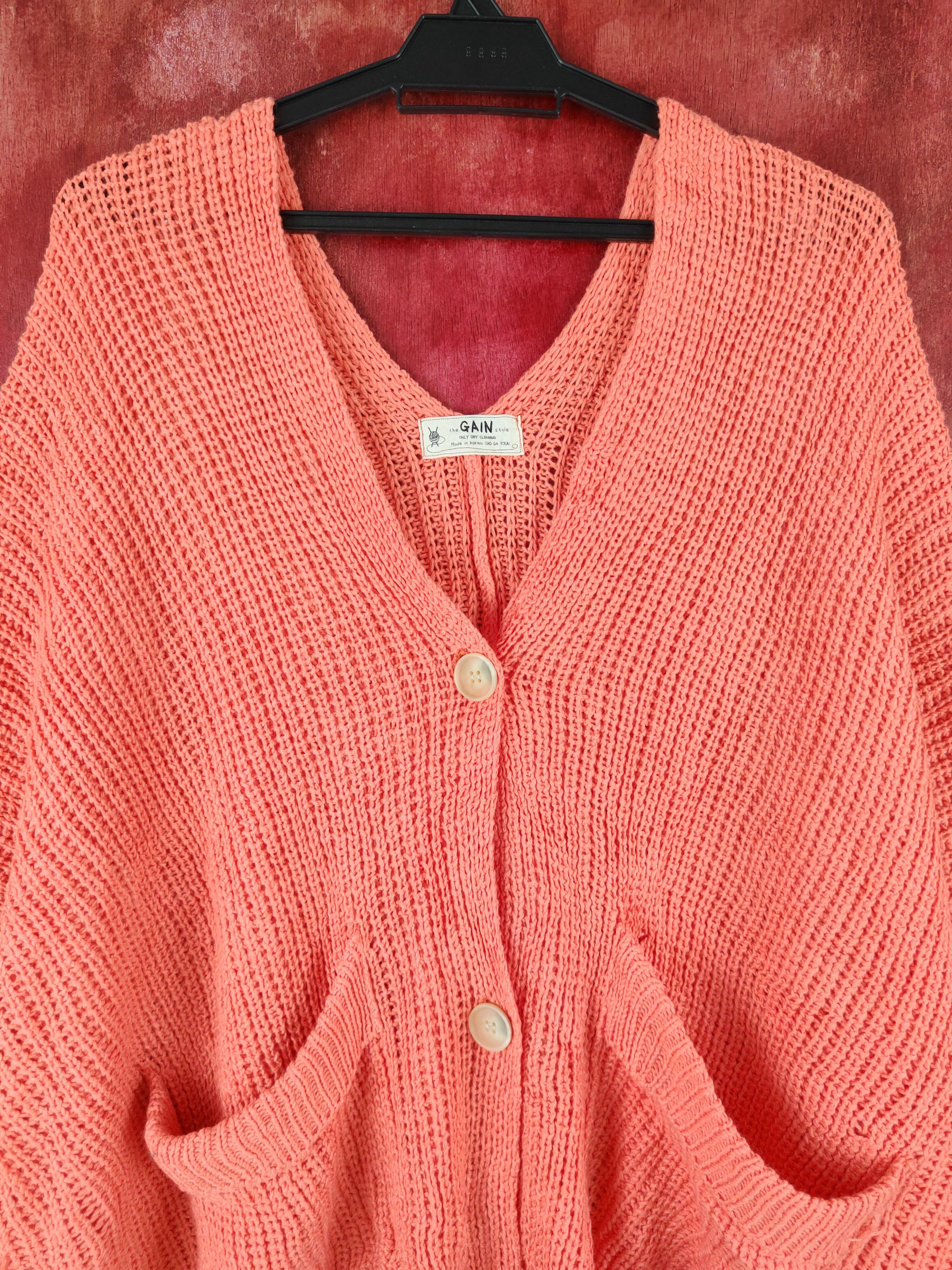 Homespun Knitwear Gain Orange Crochet Meshnet Knitwear Cardigan #S1007 Size XL / US 12-14 / IT 48-50 - 2 Thumbnail