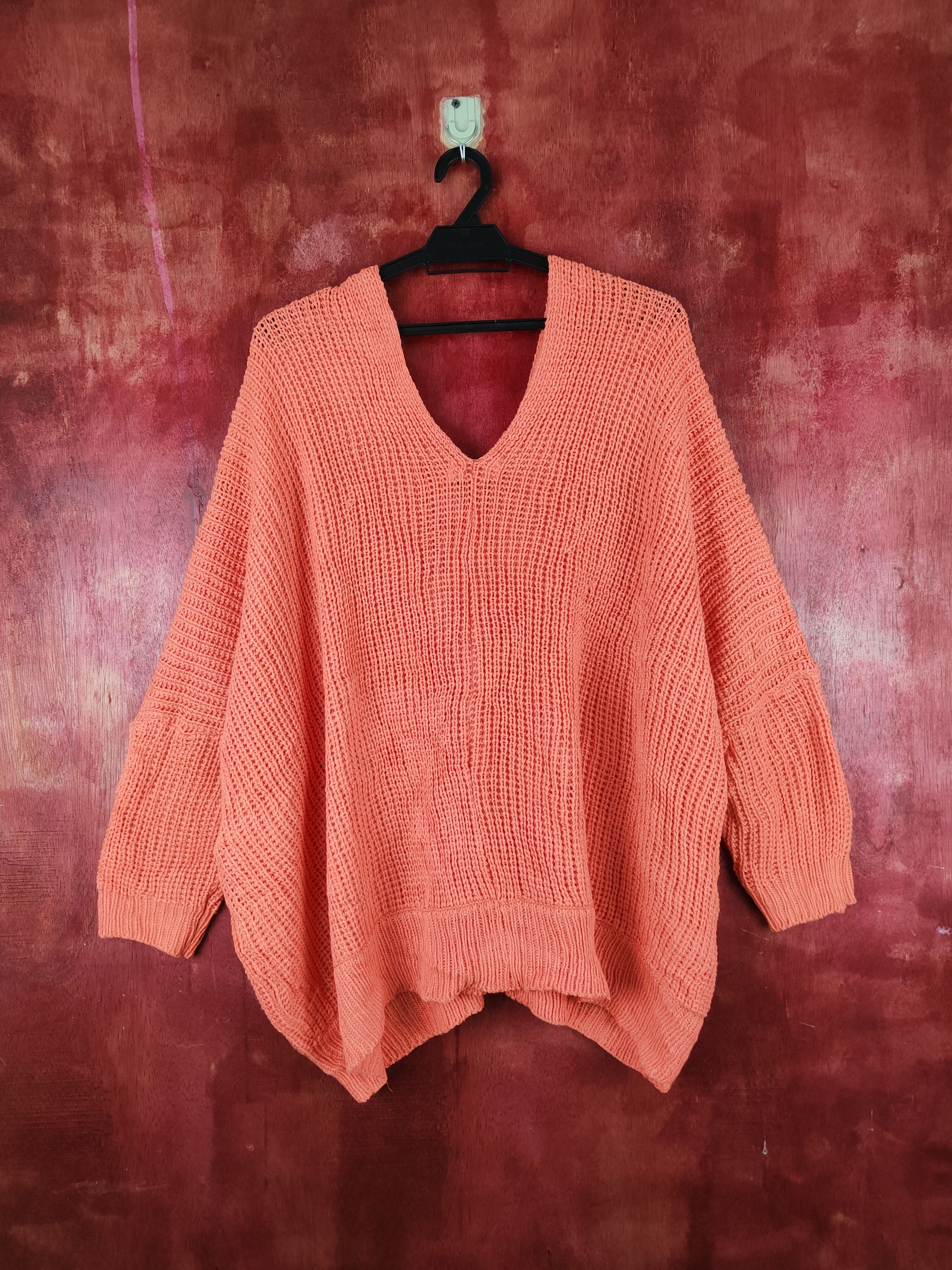 Homespun Knitwear Gain Orange Crochet Meshnet Knitwear Cardigan #S1007 Size XL / US 12-14 / IT 48-50 - 7 Thumbnail