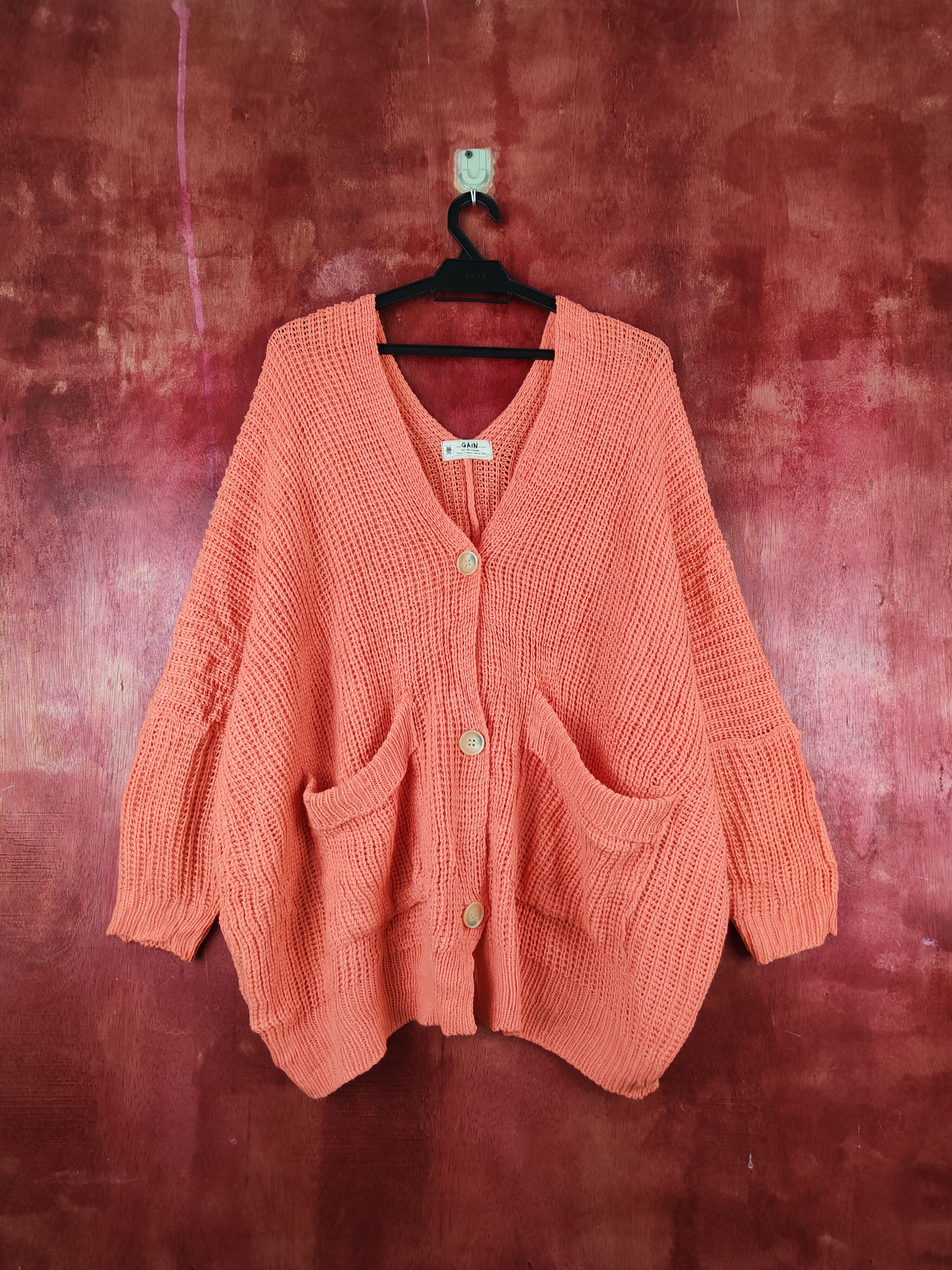 Homespun Knitwear Gain Orange Crochet Meshnet Knitwear Cardigan #S1007 Size XL / US 12-14 / IT 48-50 - 1 Thumbnail
