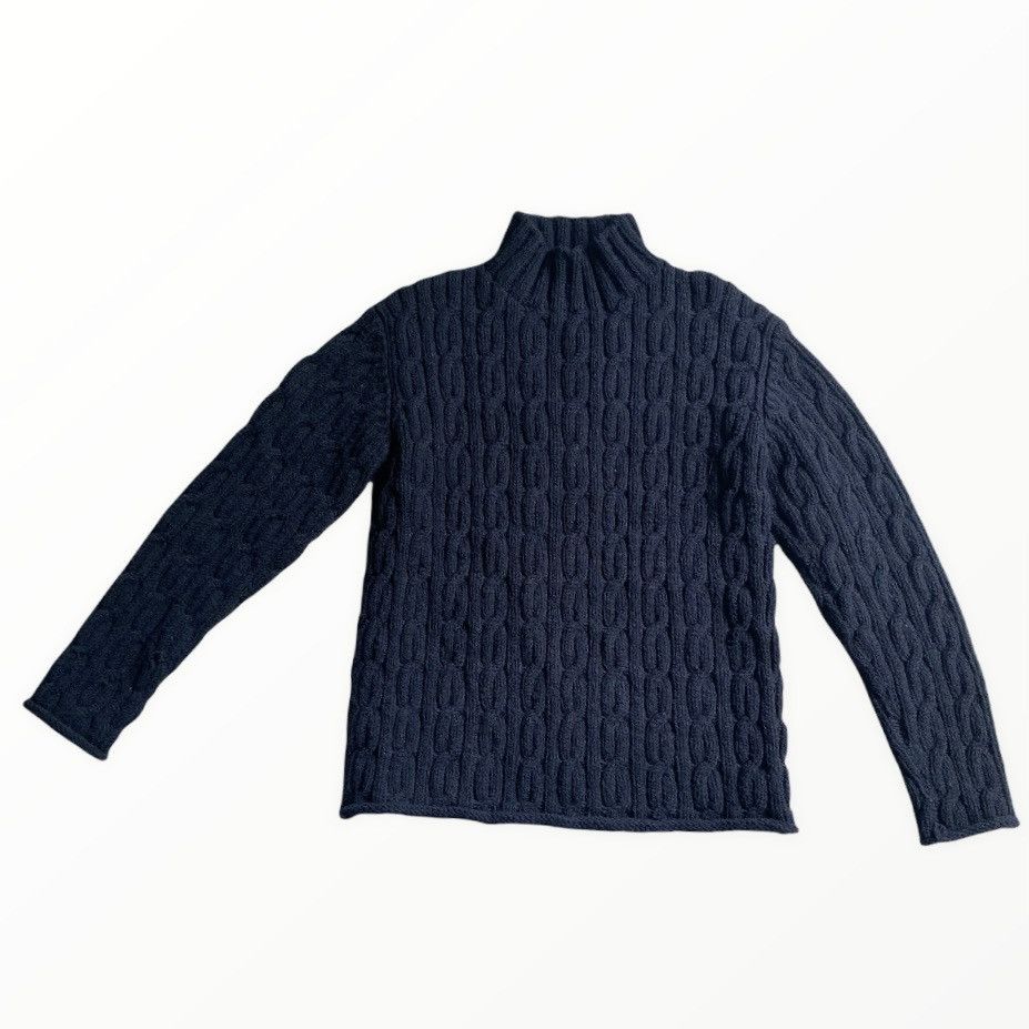 AW03 Chain Link Stretch Heavy Knit Wool Fisher Man Sweater