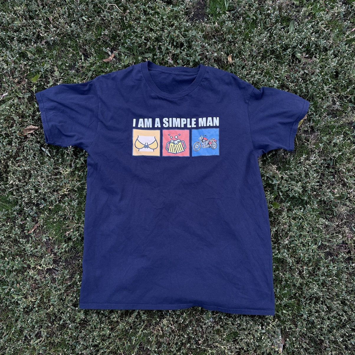 Vintage Vintage Y2K Graphic Tee Simple Man Humor Skate Navy Washed M Size US M / EU 48-50 / 2 - 1 Thumbnail