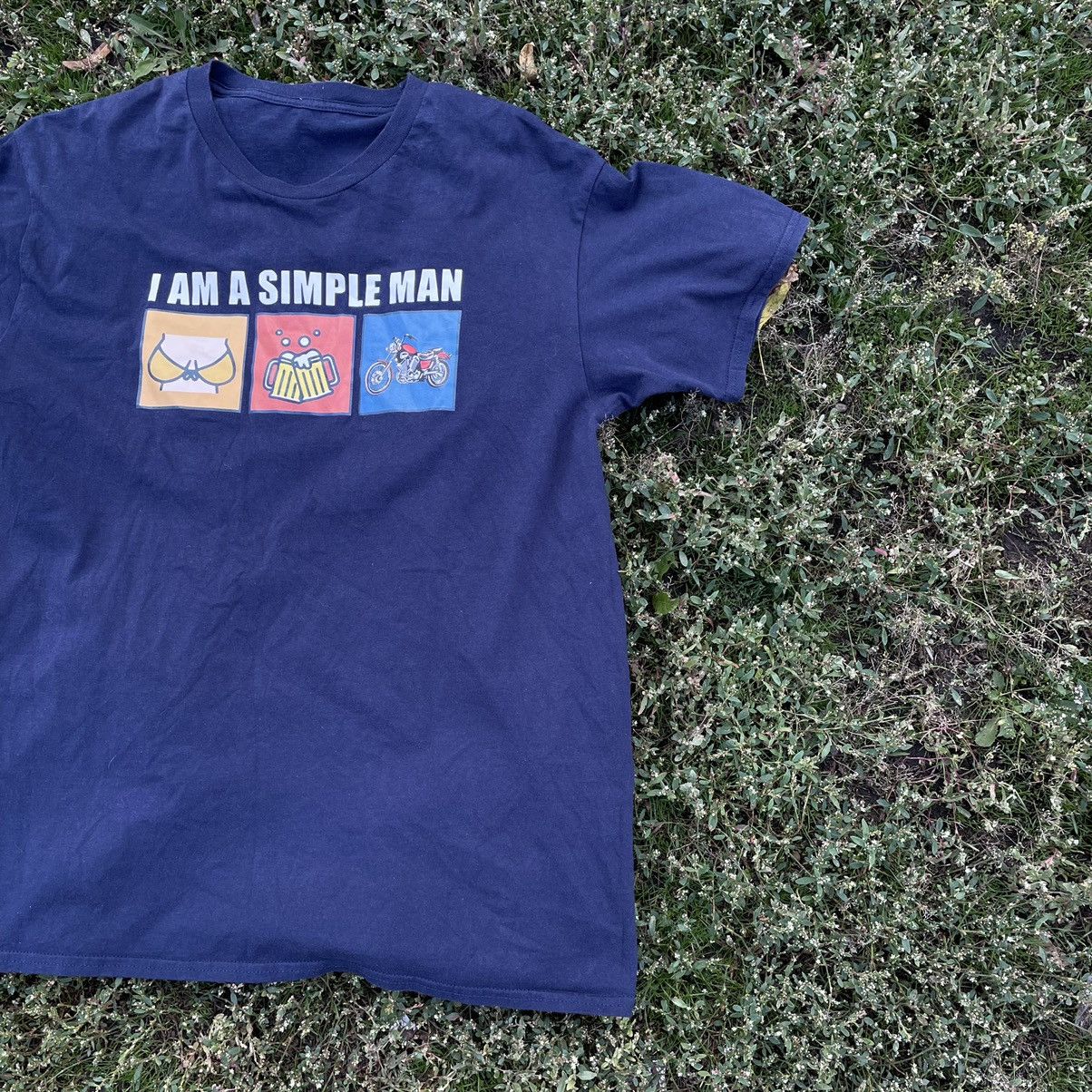 Vintage Vintage Y2K Graphic Tee Simple Man Humor Skate Navy Washed M Size US M / EU 48-50 / 2 - 3 Thumbnail