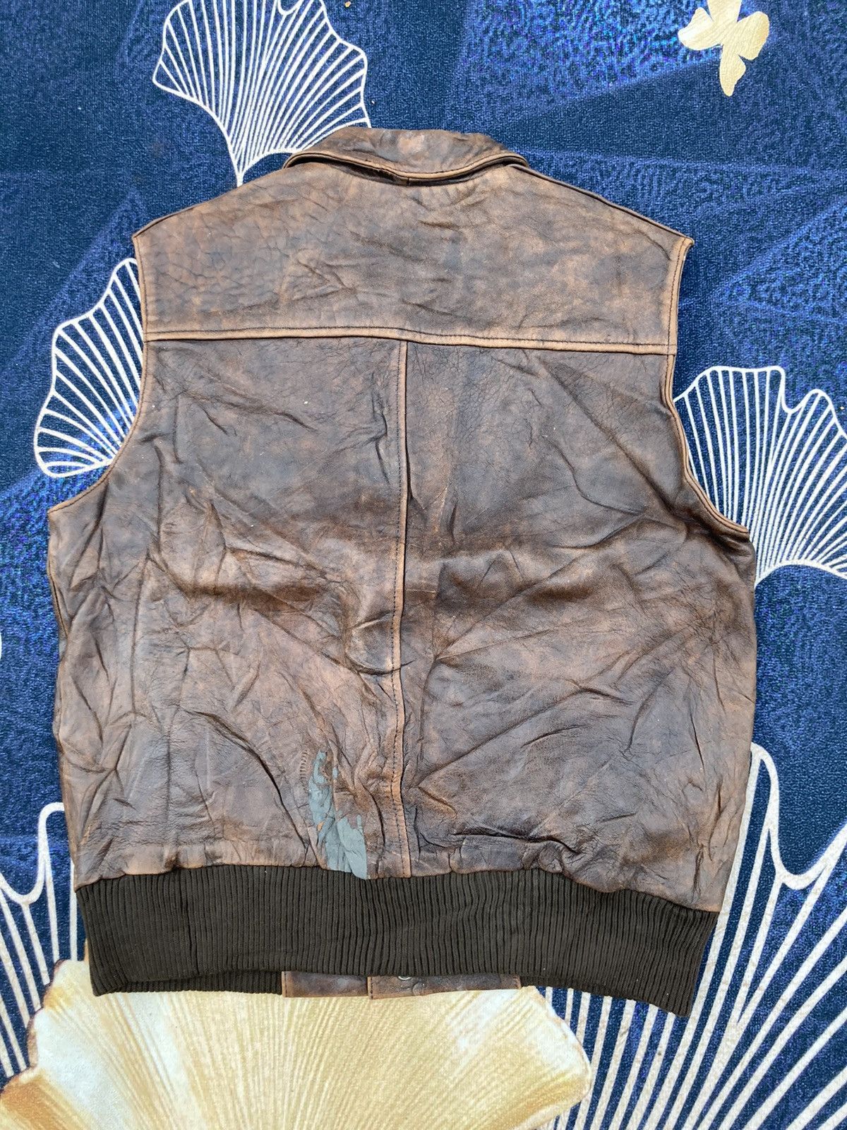 Vintage HOUSTON SLEEVELESS LEATHER JACKET Size US L / EU 52-54 / 3 - 3 Thumbnail