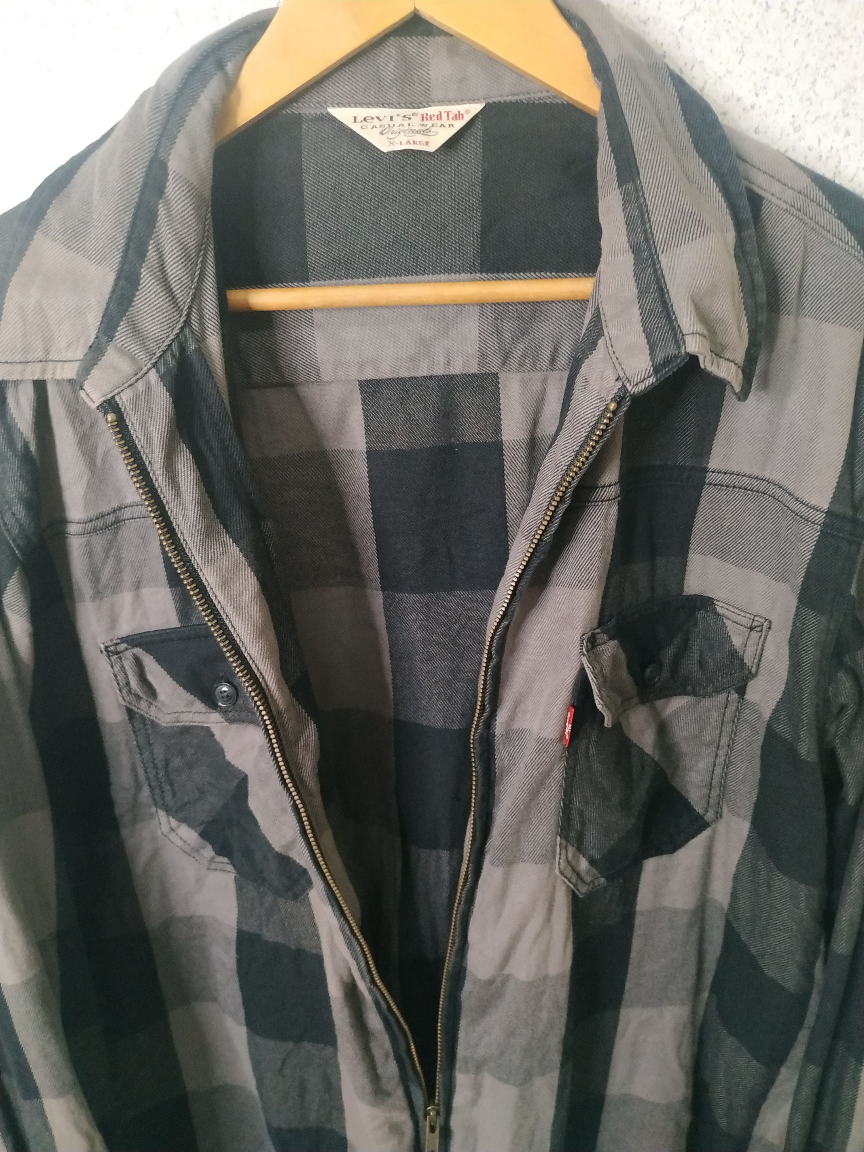 Flannel Vintage Levi's Red Tab Zip Up Tartan Flannel Jacket Size US XL / EU 56 / 4 - 3 Thumbnail
