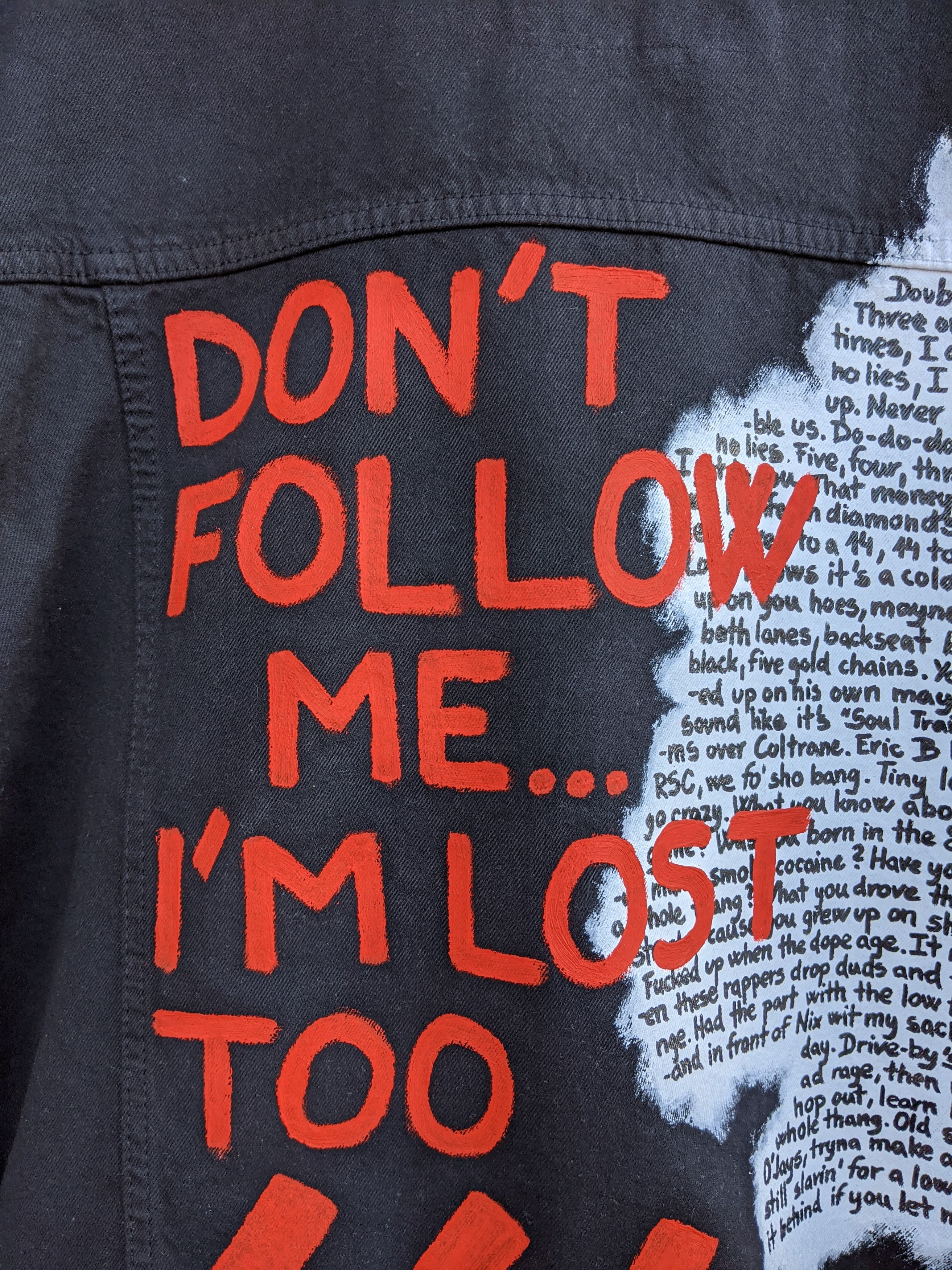 Handmade Hand-painted jacket "Don't follow me" (all sizes) Size US L / EU 52-54 / 3 - 4 Thumbnail