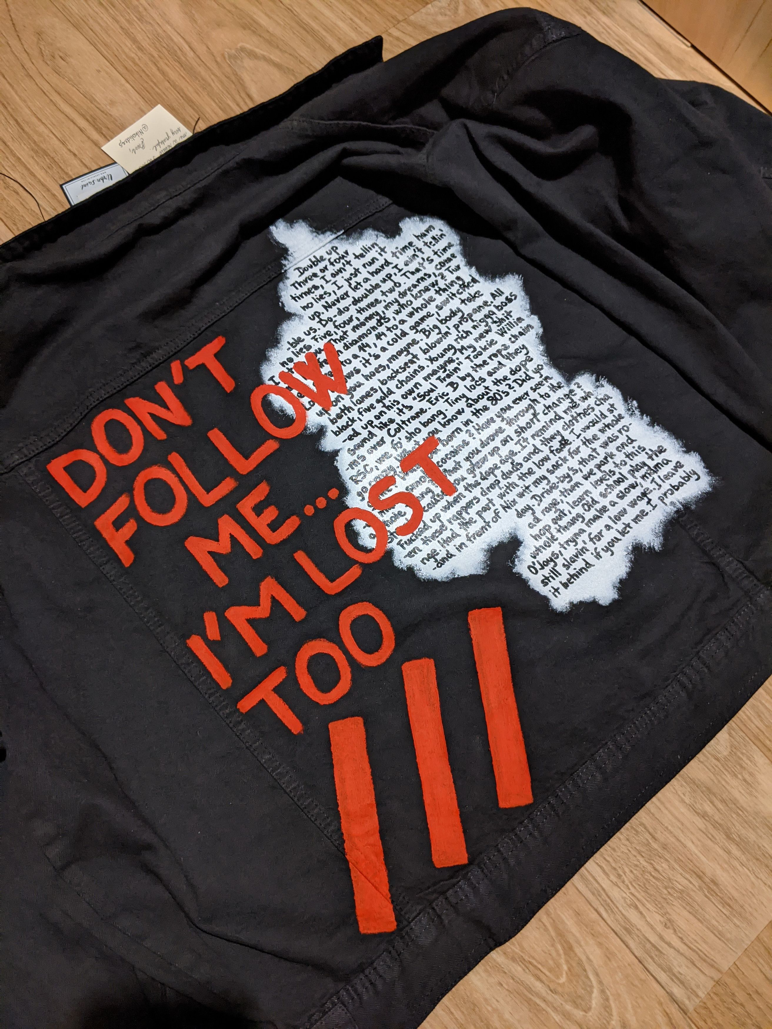 Handmade Hand-painted jacket "Don't follow me" (all sizes) Size US L / EU 52-54 / 3 - 2 Thumbnail