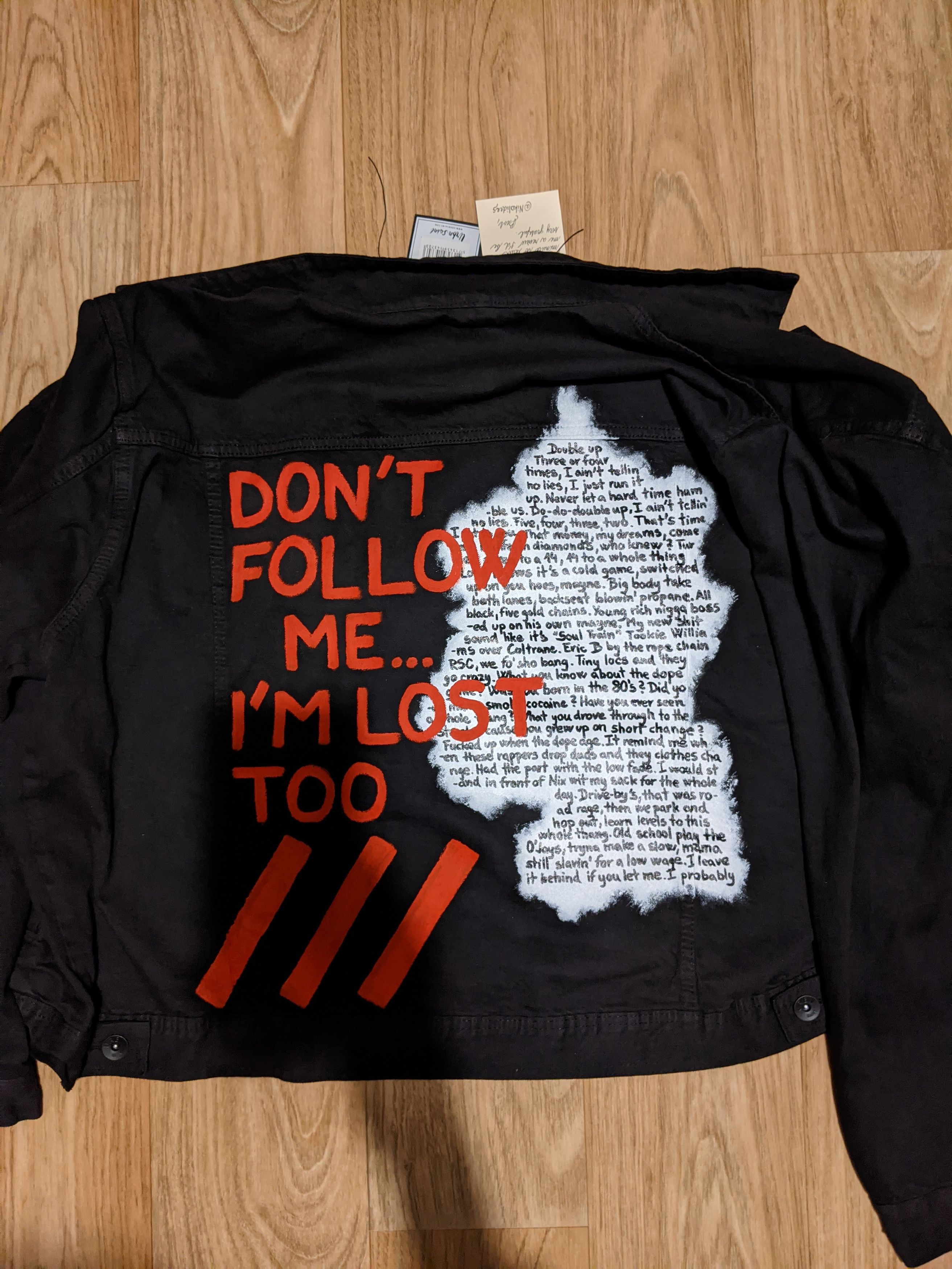 Handmade Hand-painted jacket "Don't follow me" (all sizes) Size US L / EU 52-54 / 3 - 3 Thumbnail