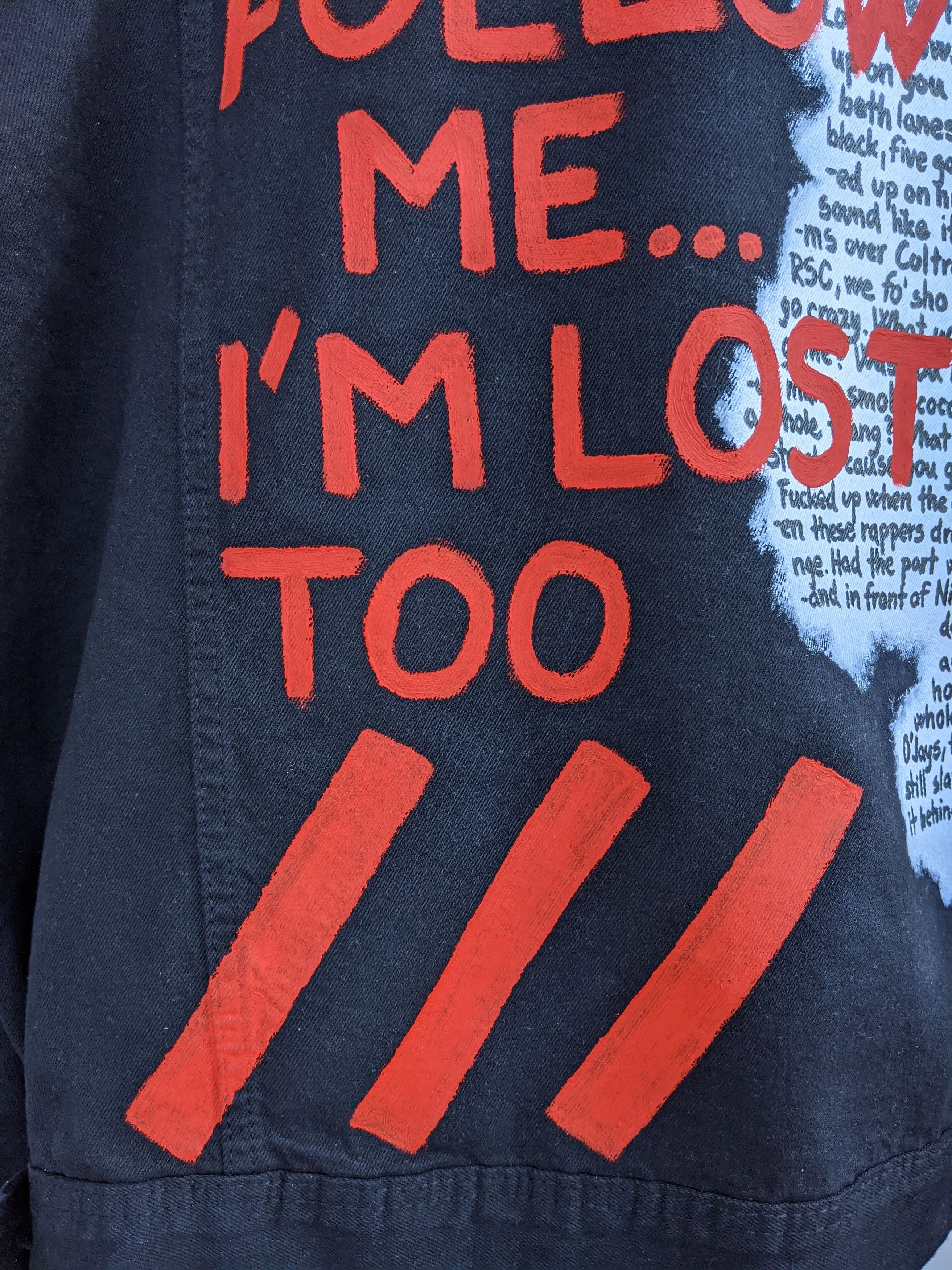 Handmade Hand-painted jacket "Don't follow me" (all sizes) Size US L / EU 52-54 / 3 - 5 Thumbnail