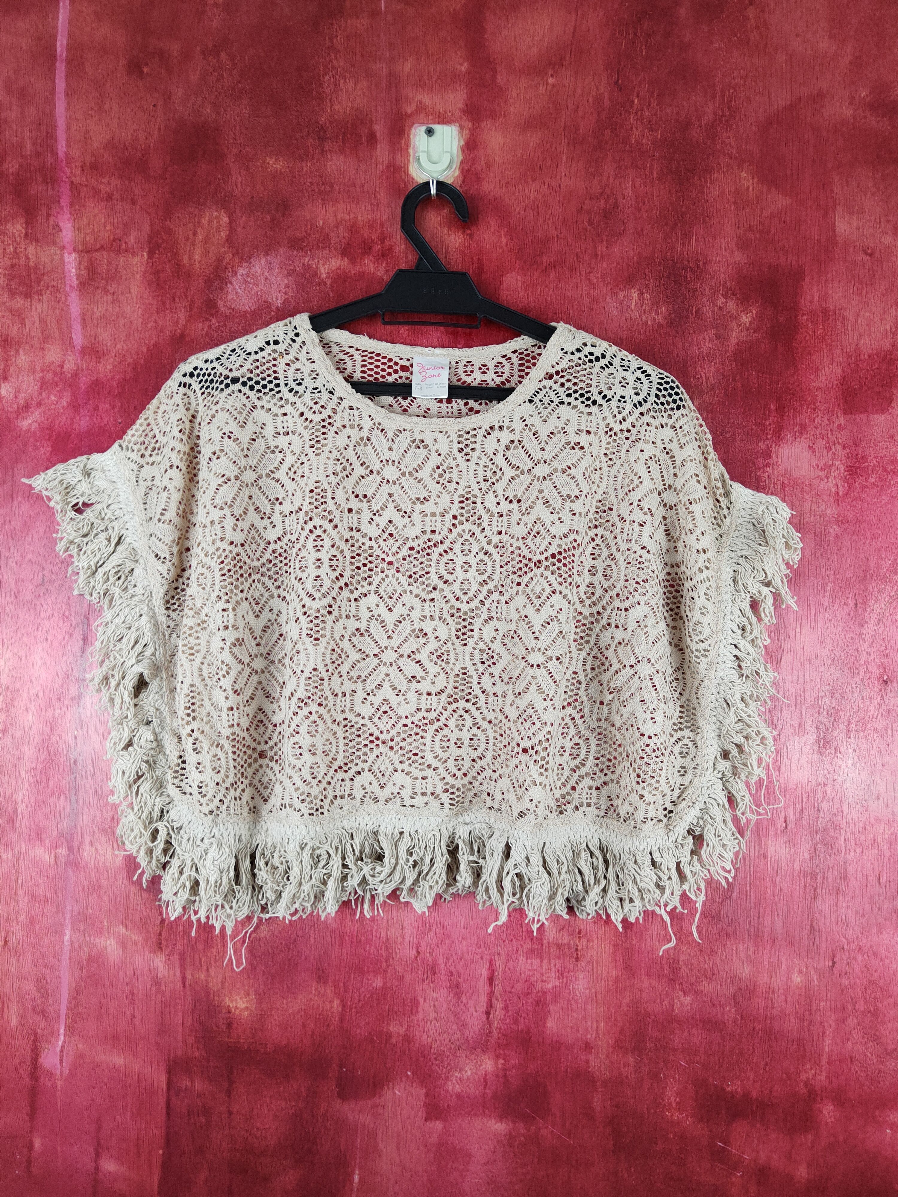 Junior Zone Brown Crochet Meshnet Crop Tops #S979