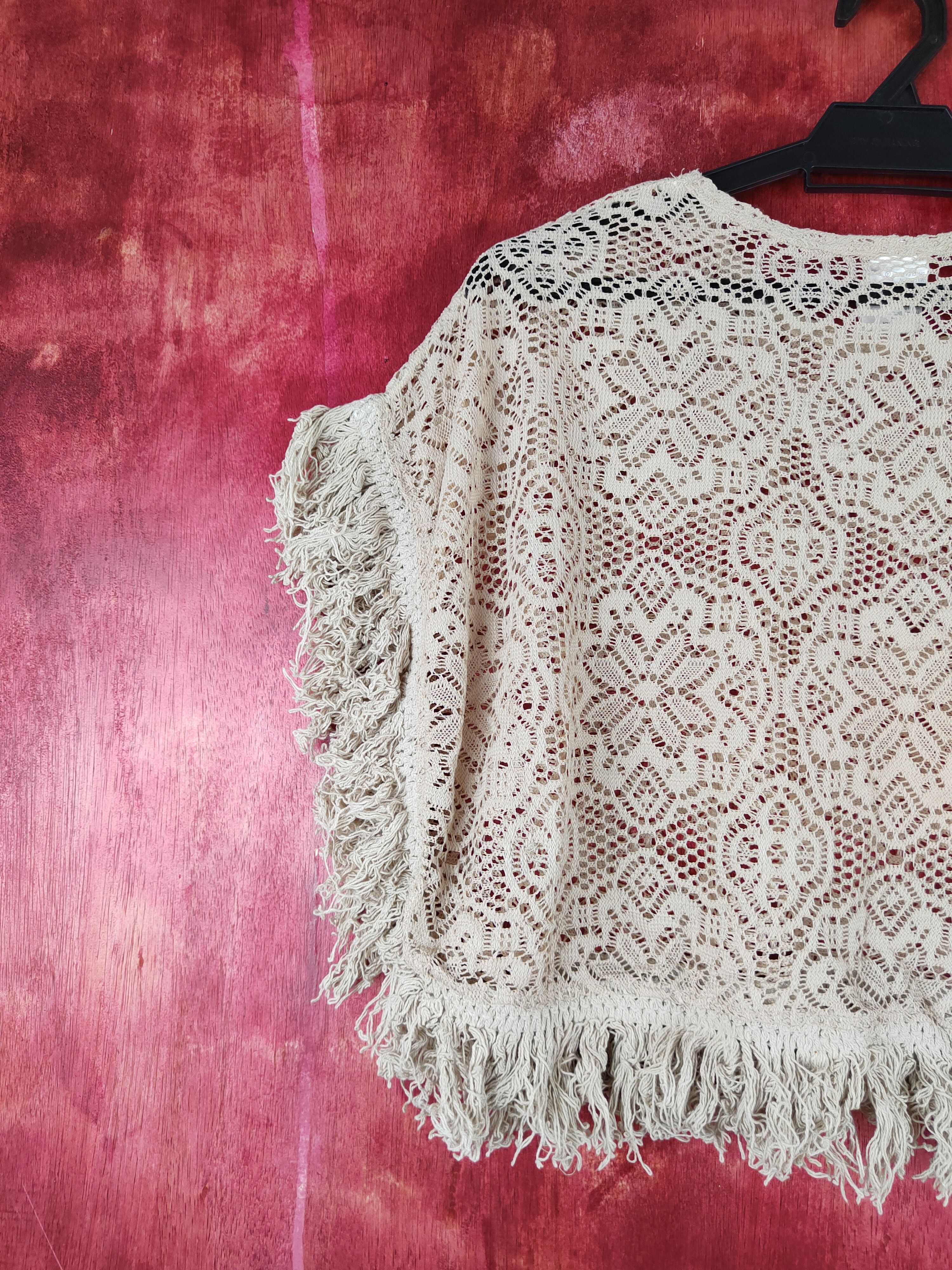 Homespun Knitwear Junior Zone Brown Crochet Meshnet Crop Tops #S979 Size XS / US 0-2 / IT 36-38 - 6 Thumbnail