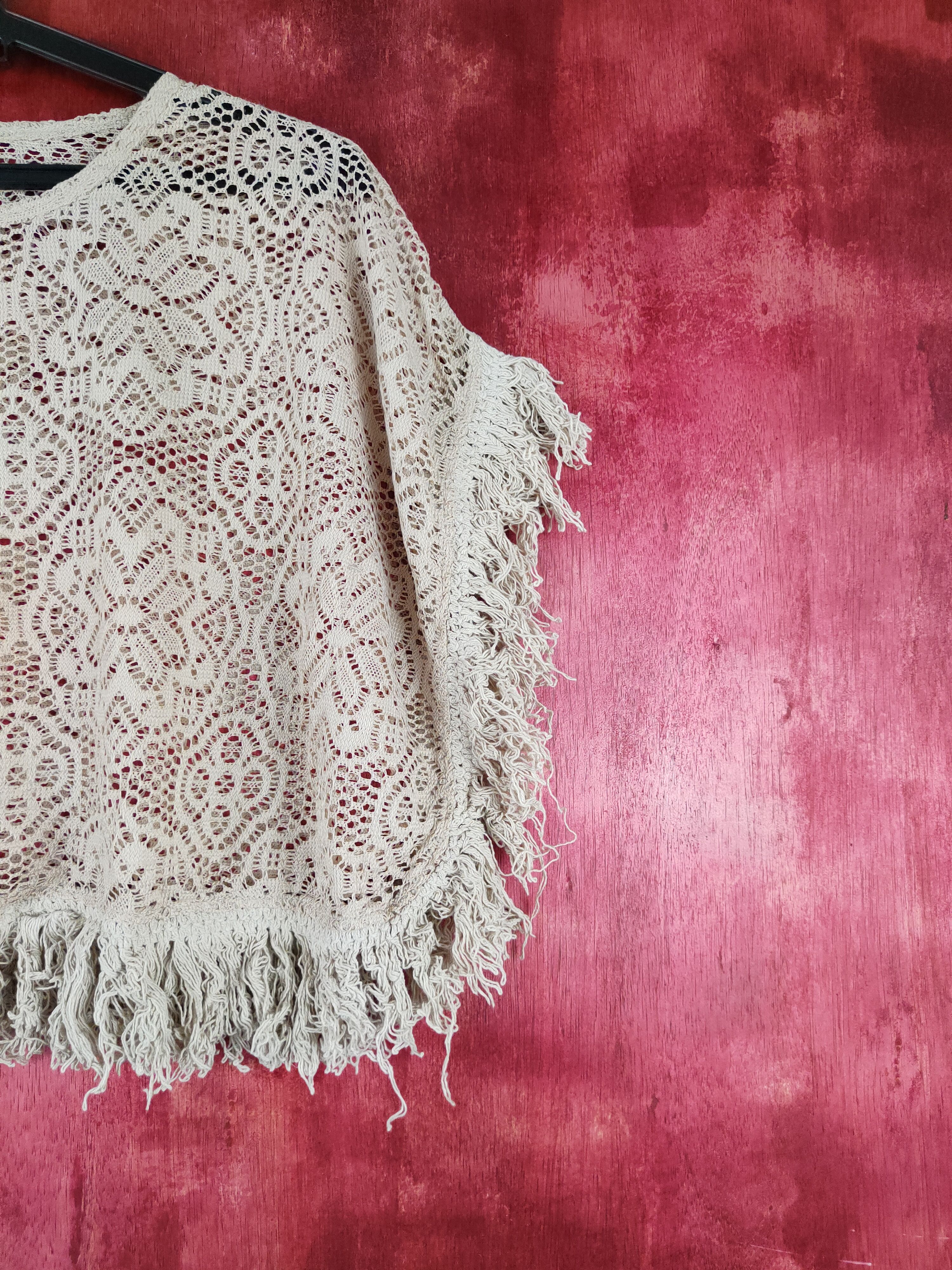Homespun Knitwear Junior Zone Brown Crochet Meshnet Crop Tops #S979 Size XS / US 0-2 / IT 36-38 - 4 Thumbnail