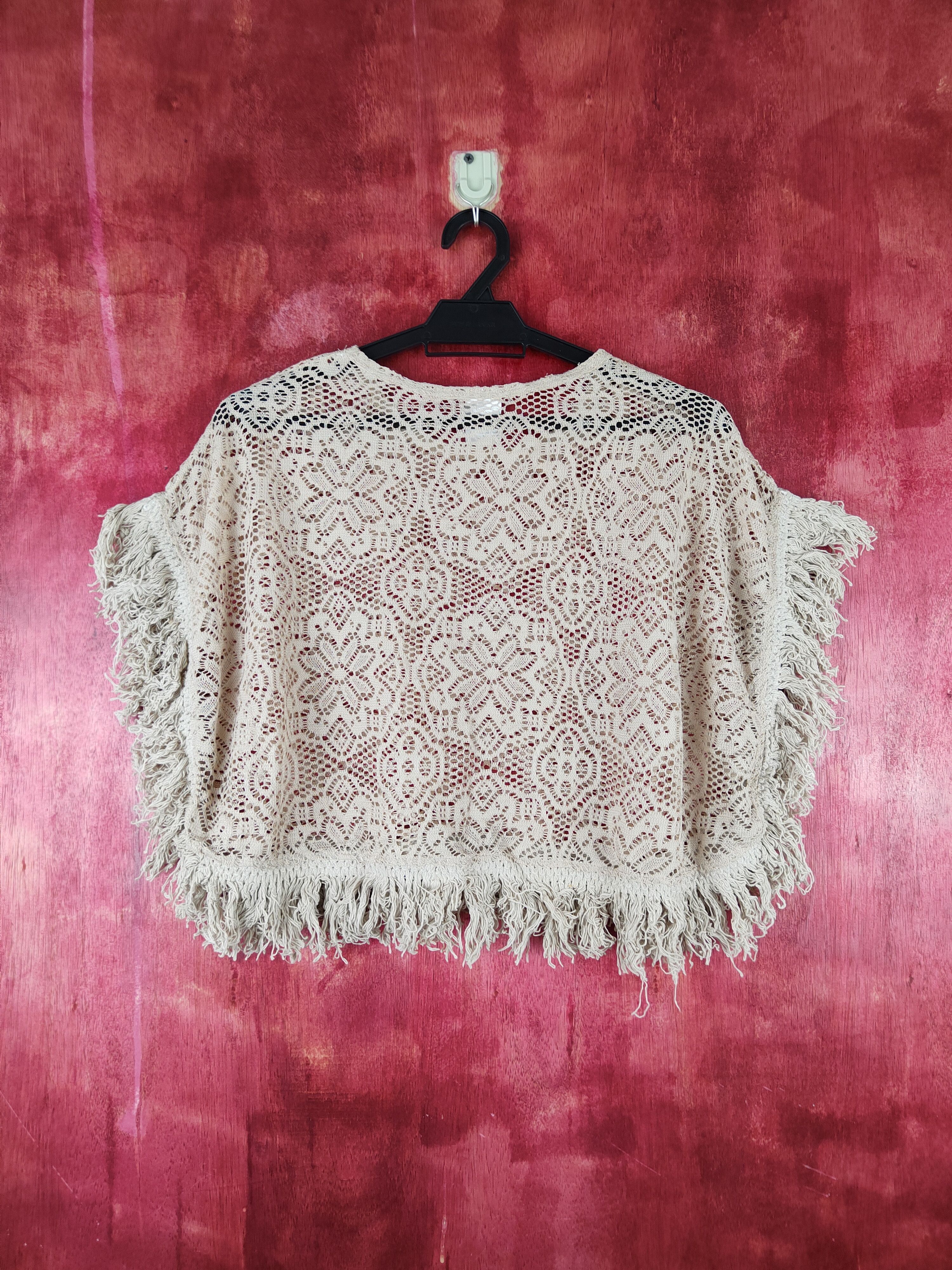 Homespun Knitwear Junior Zone Brown Crochet Meshnet Crop Tops #S979 Size XS / US 0-2 / IT 36-38 - 5 Thumbnail