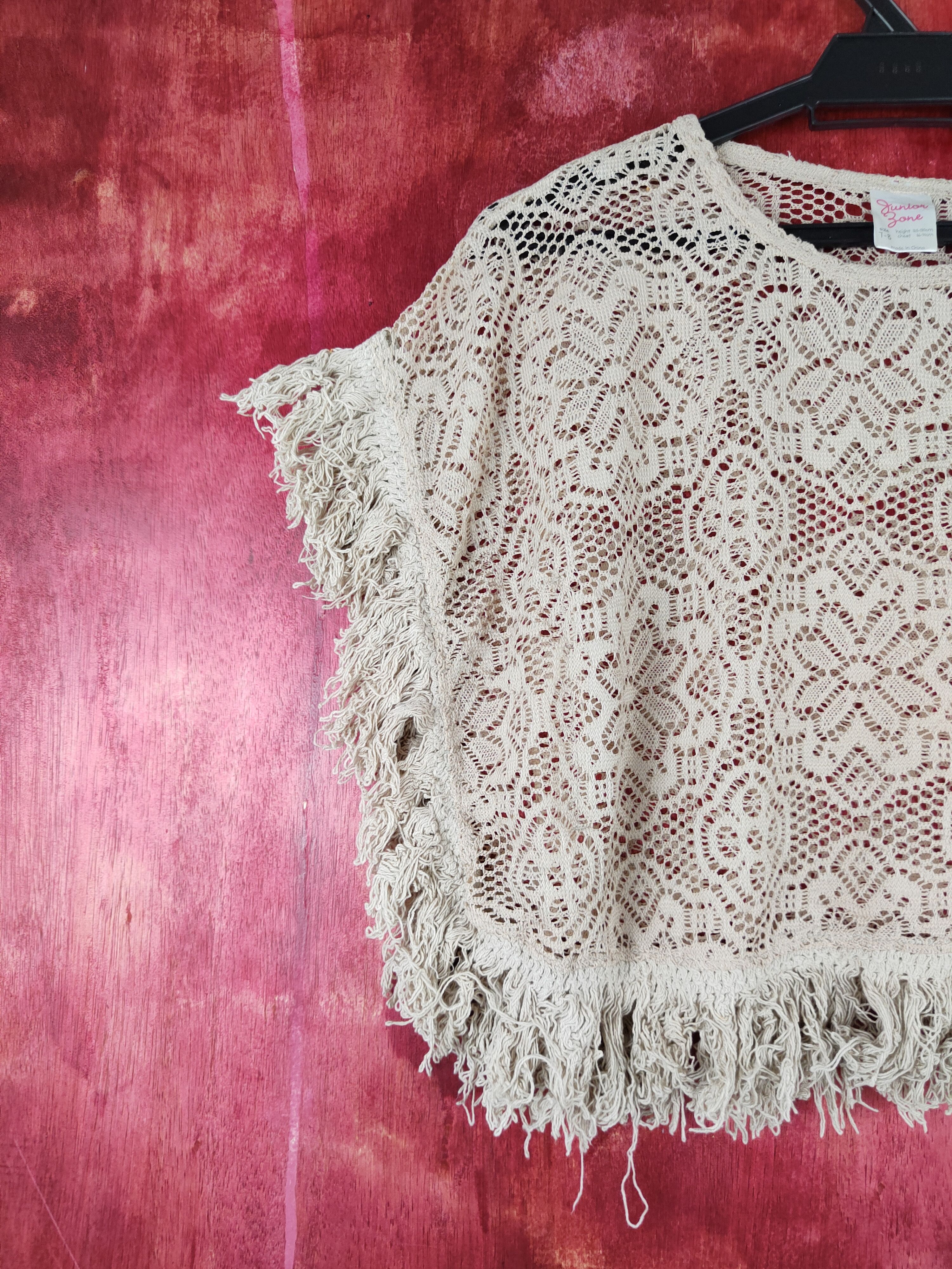 Homespun Knitwear Junior Zone Brown Crochet Meshnet Crop Tops #S979 Size XS / US 0-2 / IT 36-38 - 3 Thumbnail