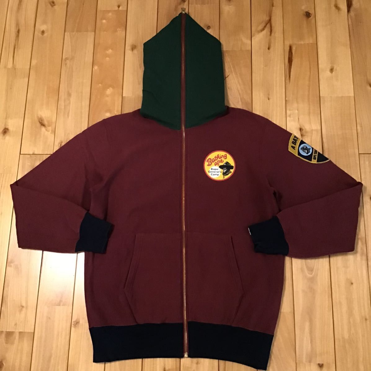 Bape BAPE general logo Full zip hoodie dark red Size US M / EU 48-50 / 2 - 2 Thumbnail