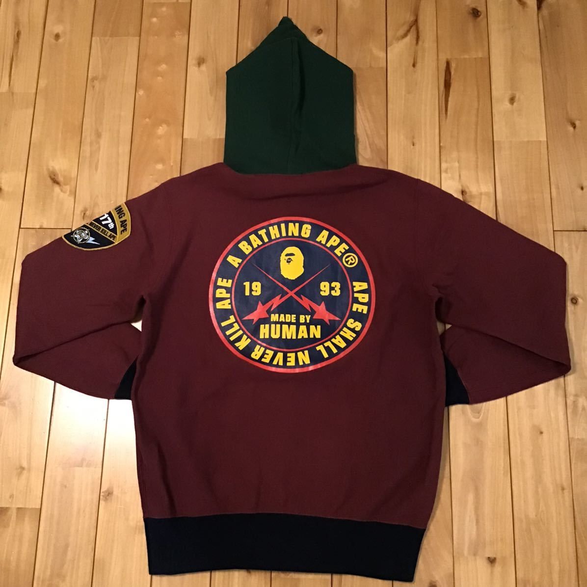 Bape BAPE general logo Full zip hoodie dark red Size US M / EU 48-50 / 2 - 3 Thumbnail