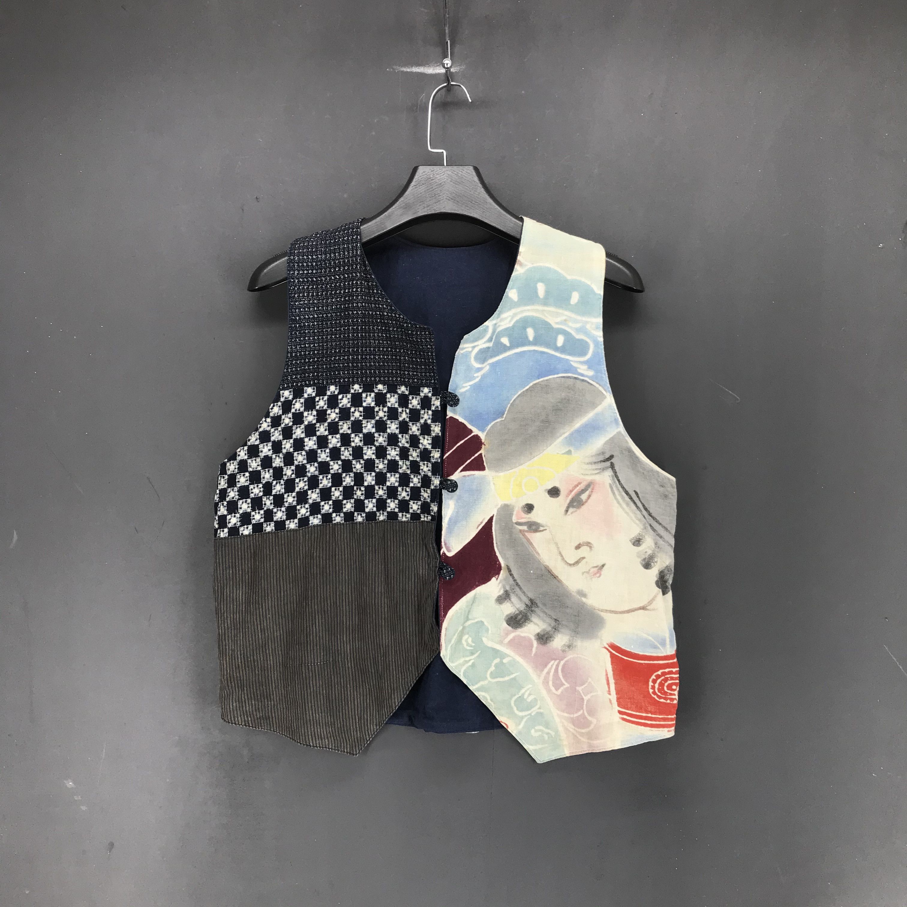 Vintage Vintage Artwork Patchwork Sashiko Vest #2057-77 Size US M / EU 48-50 / 2 - 1 Thumbnail