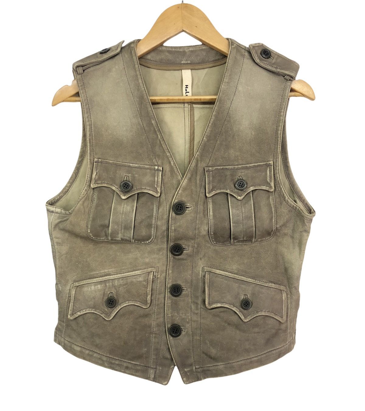 image of Leather Jacket x Vintage Halb Goat Leather Vest Jacket, Men's (Size Medium)
