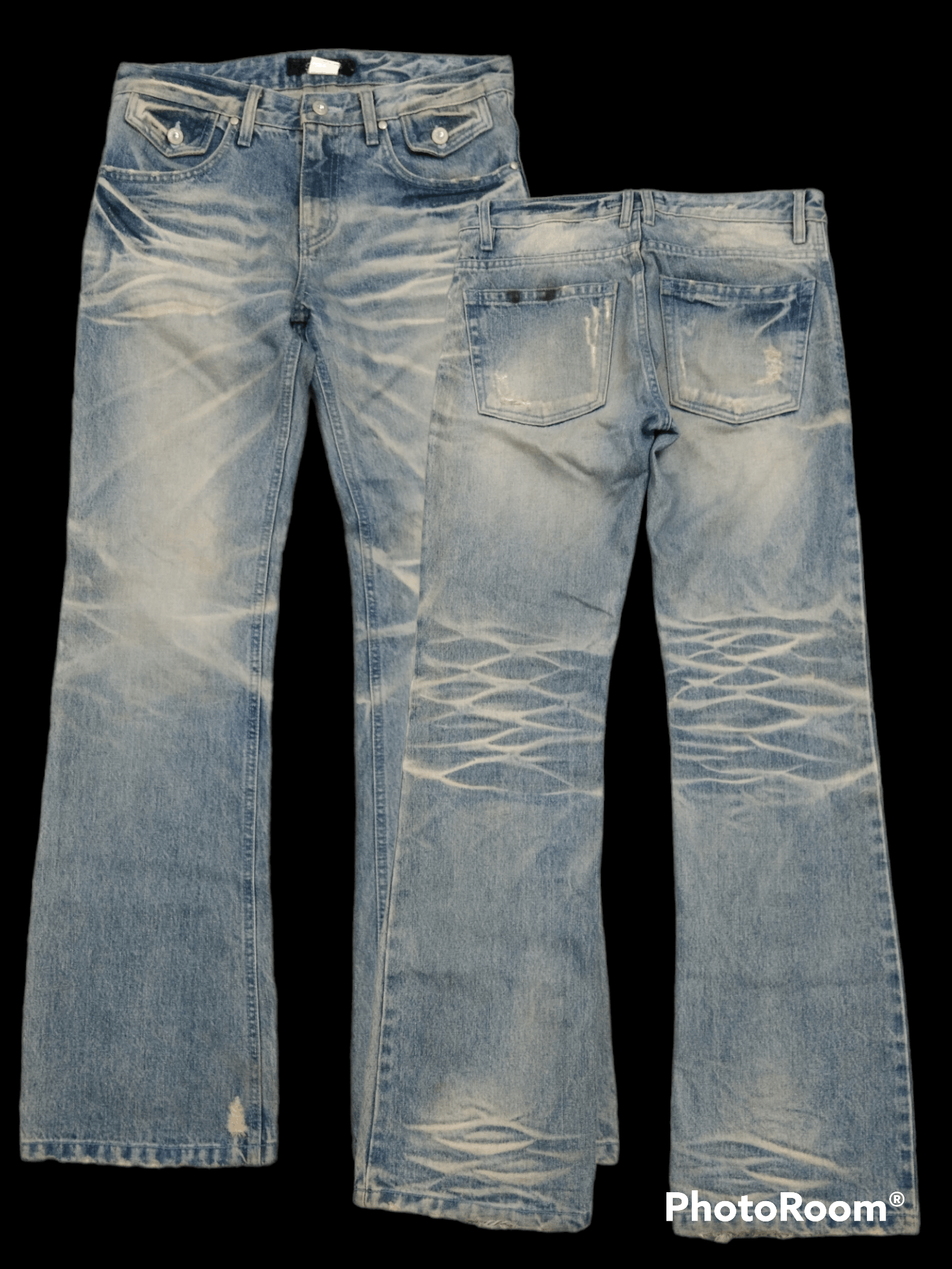 Japanese Brand FLARE SICK DIAMANTE DENIM PANTS Size US 30 / EU 46 - 1 Preview