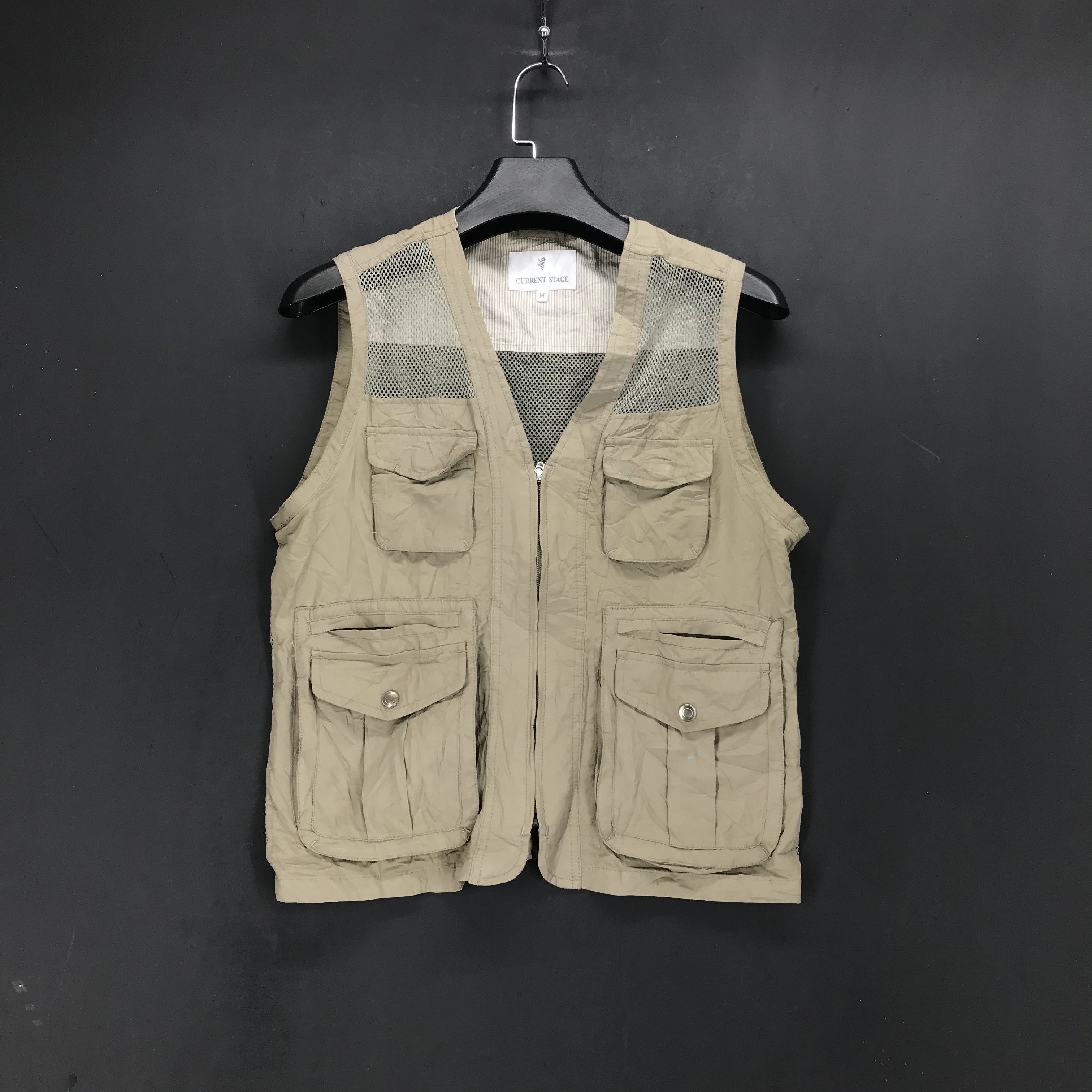 Japanese Brand Current Stage Multi Pocket Mesh Vest #1934-76 Size US S / EU 44-46 / 1 - 1 Thumbnail