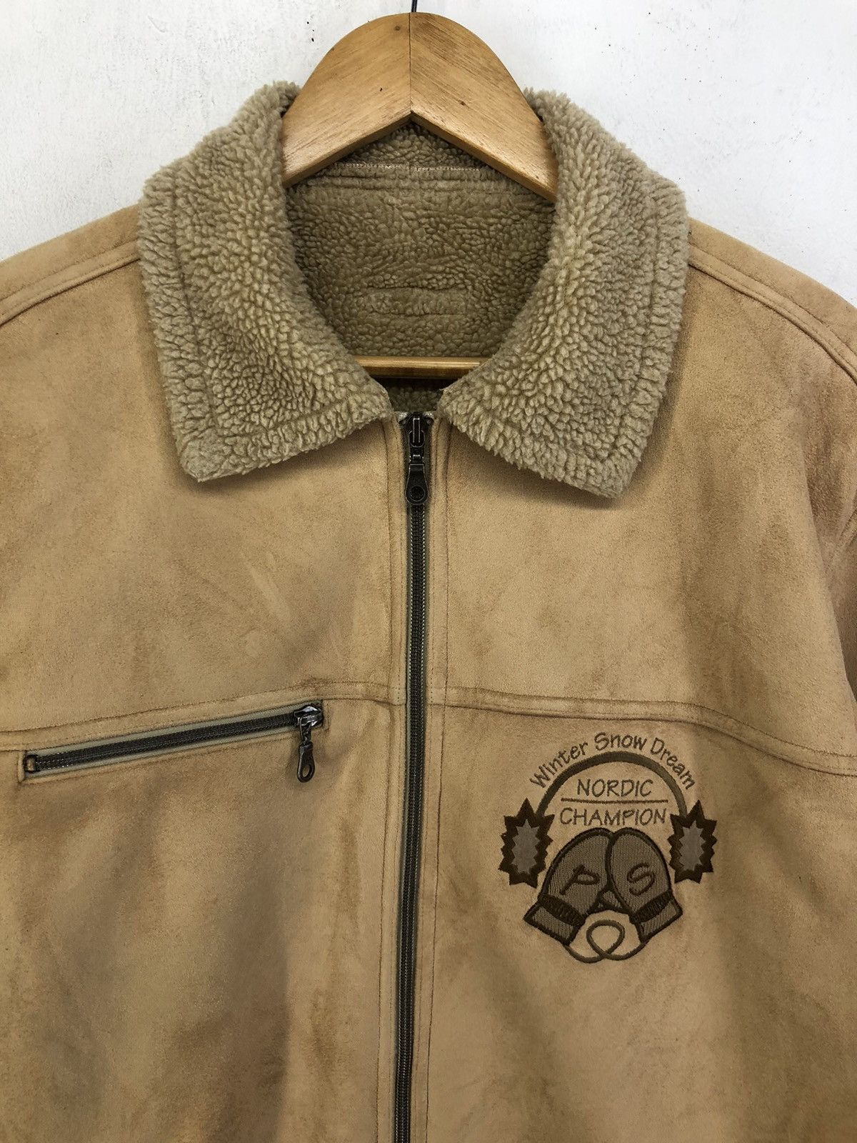 Vintage Vintage Piasports Suede Leather Fleece Linen Jacket Size US L / EU 52-54 / 3 - 4 Thumbnail