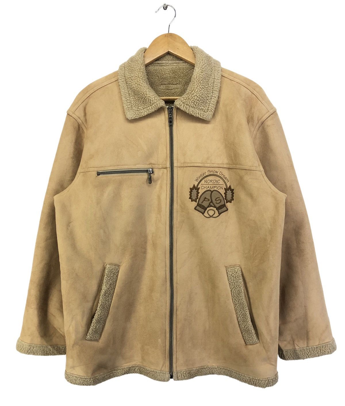Vintage Vintage Piasports Suede Leather Fleece Linen Jacket Size US L / EU 52-54 / 3 - 1 Thumbnail
