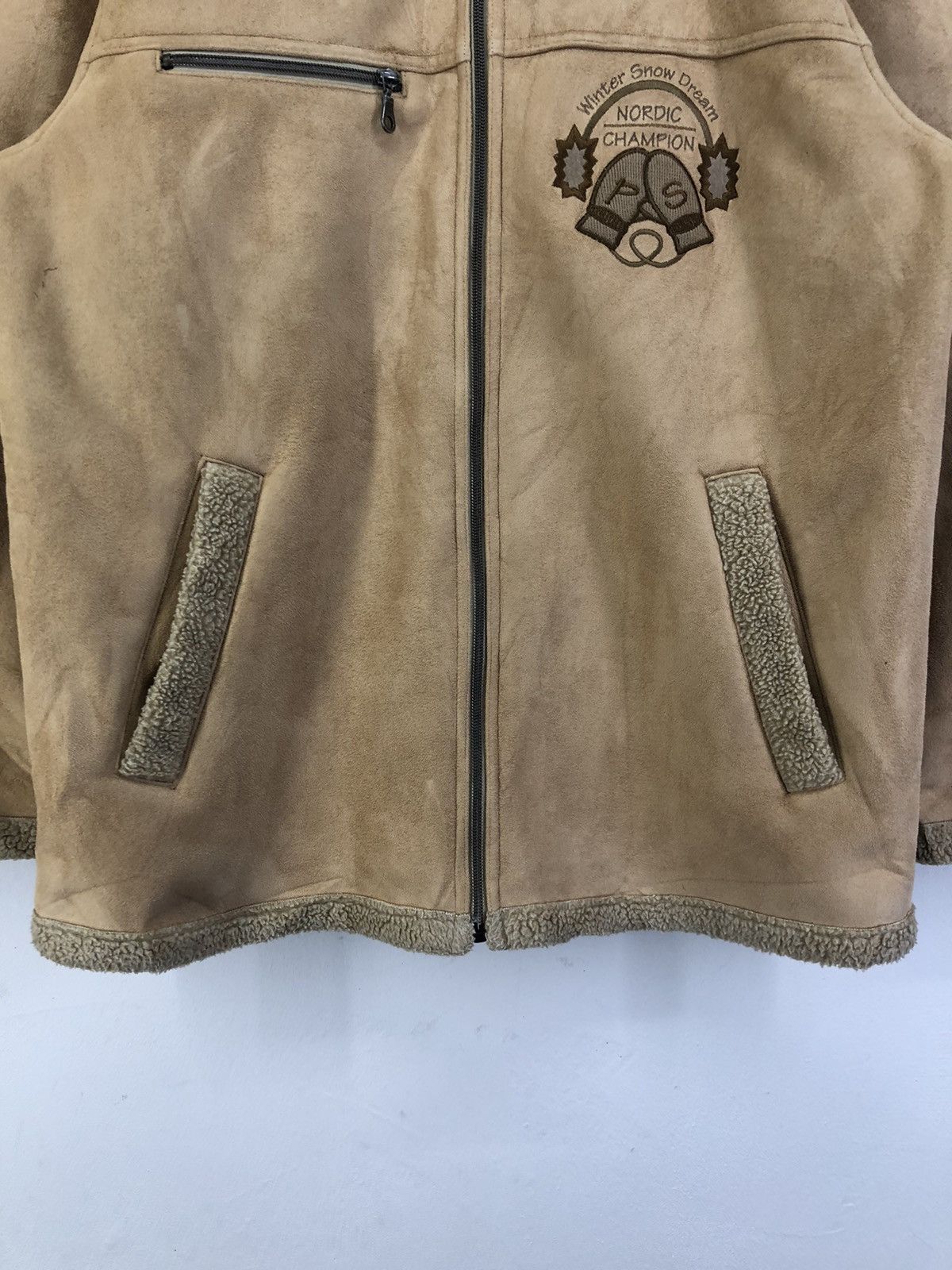Vintage Vintage Piasports Suede Leather Fleece Linen Jacket Size US L / EU 52-54 / 3 - 14 Thumbnail