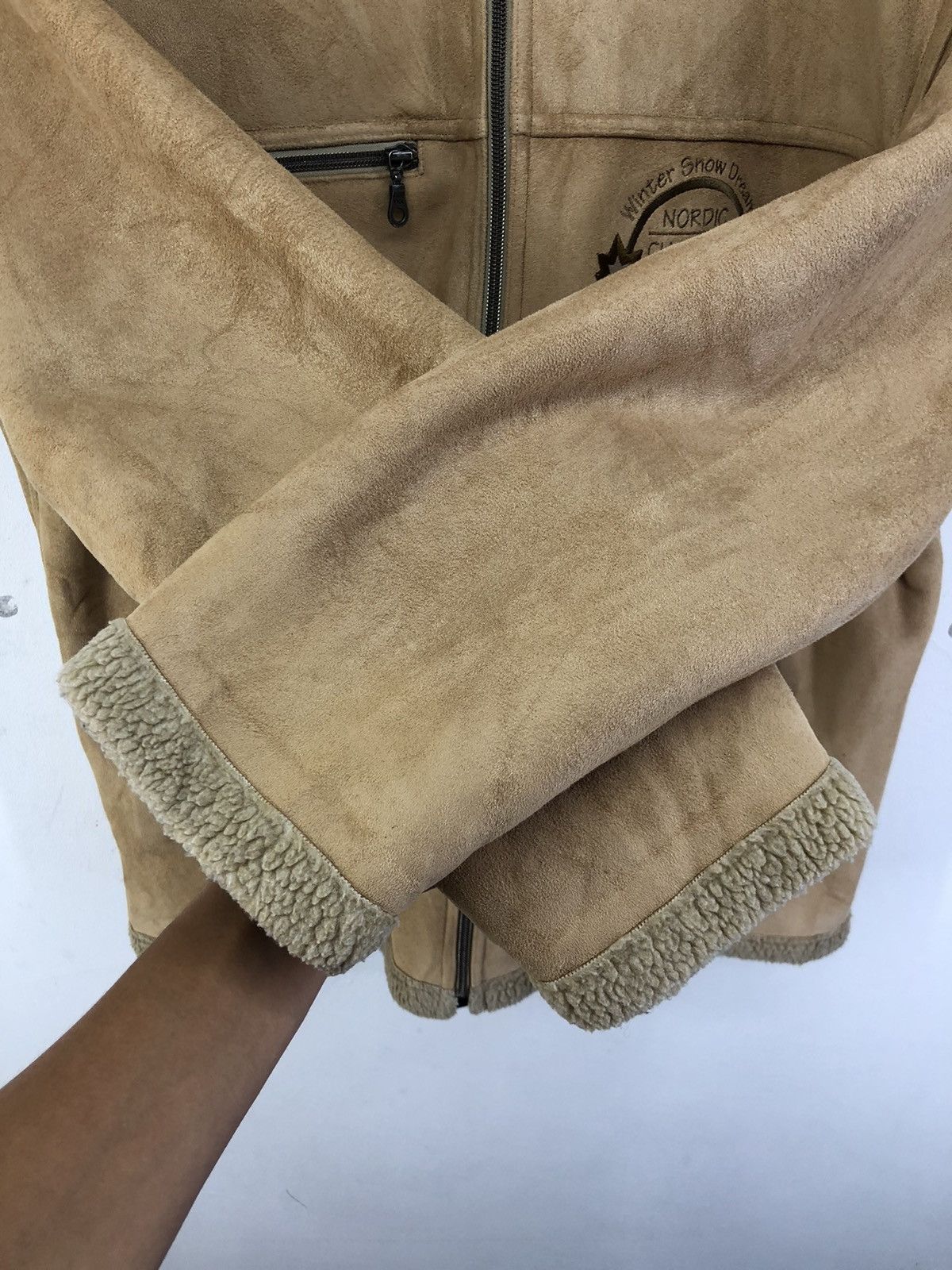Vintage Vintage Piasports Suede Leather Fleece Linen Jacket Size US L / EU 52-54 / 3 - 13 Thumbnail
