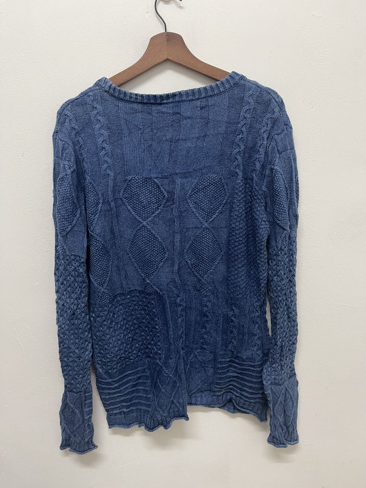 Indigo × Japanese Brand Y2K Japan Boro Indigo Dyed Blue Knitwear Size L / US 10 / IT 46 - 3 Thumbnail