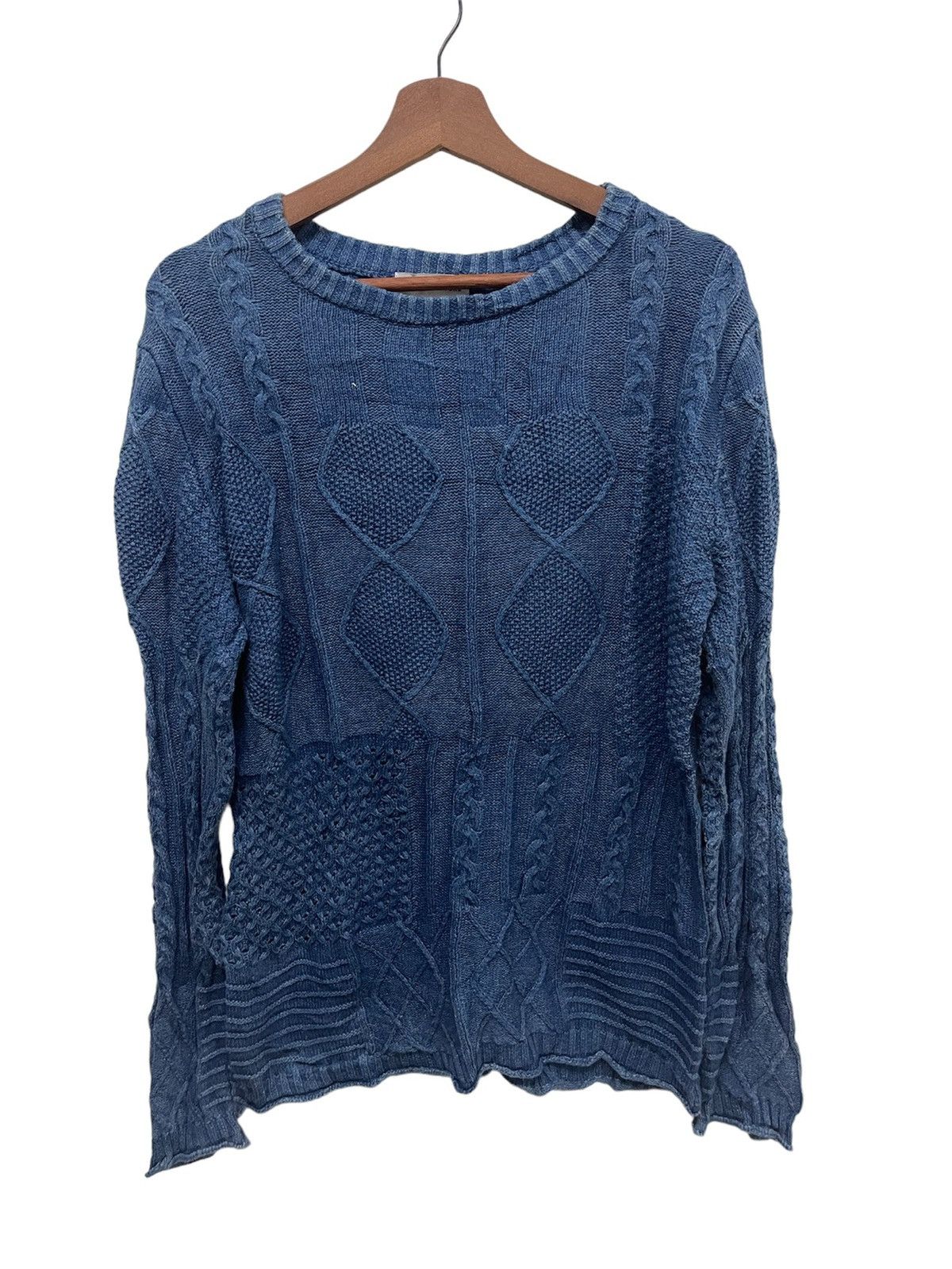 Indigo × Japanese Brand Y2K Japan Boro Indigo Dyed Blue Knitwear Size L / US 10 / IT 46 - 1 Thumbnail
