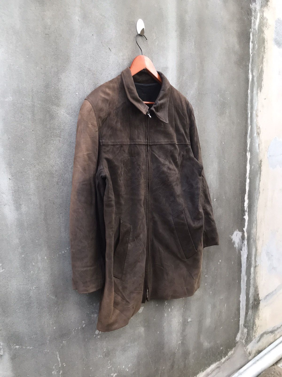 agnès b. HOMME single lether jacket black leather zip-up jacket